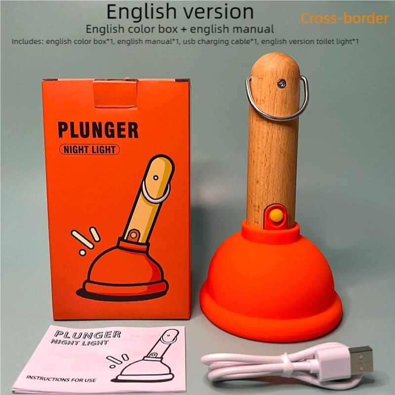 LIORQUE Wooden Handle Toilet Plunger with Night Light - LIORQUE