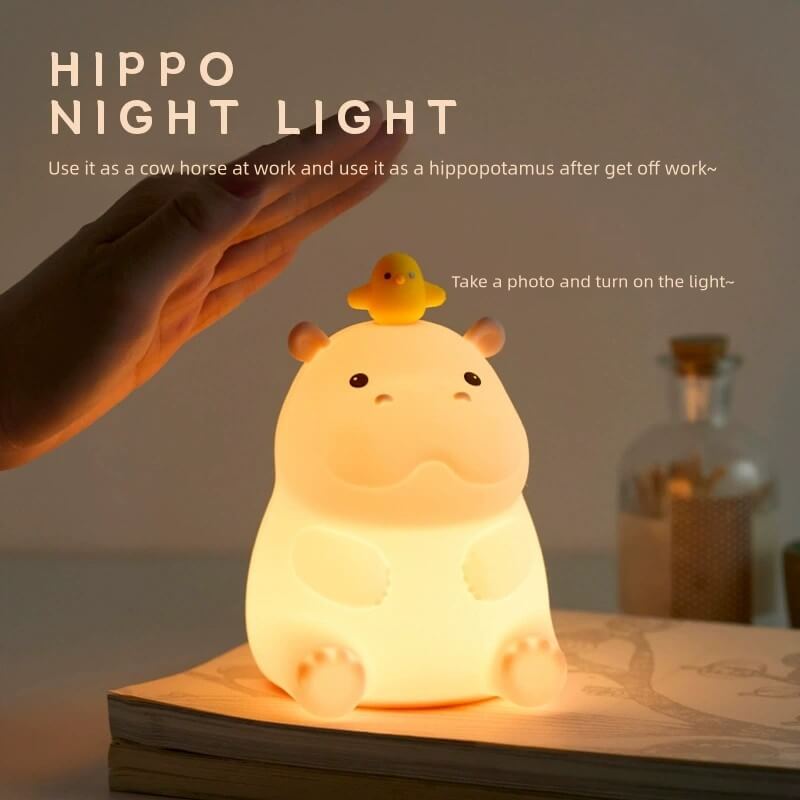 LIORQUE Hippo Night Light — Cute LED Bedside Lamp for Kids & Nursery - LIORQUE