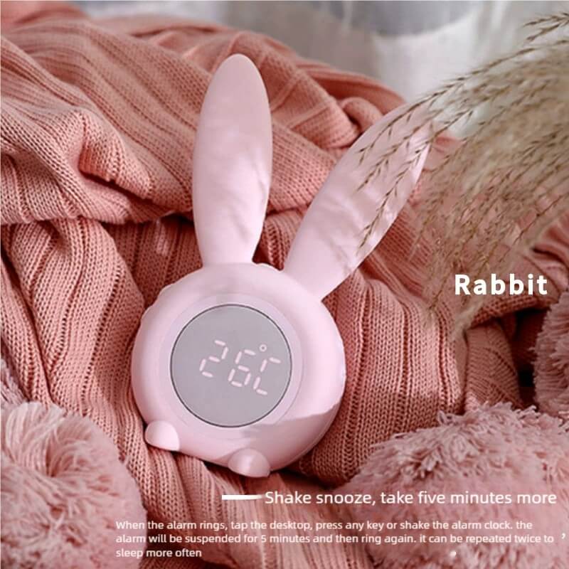LIORQUE Cute Bunny Alarm Clock with Night Light - LIORQUE