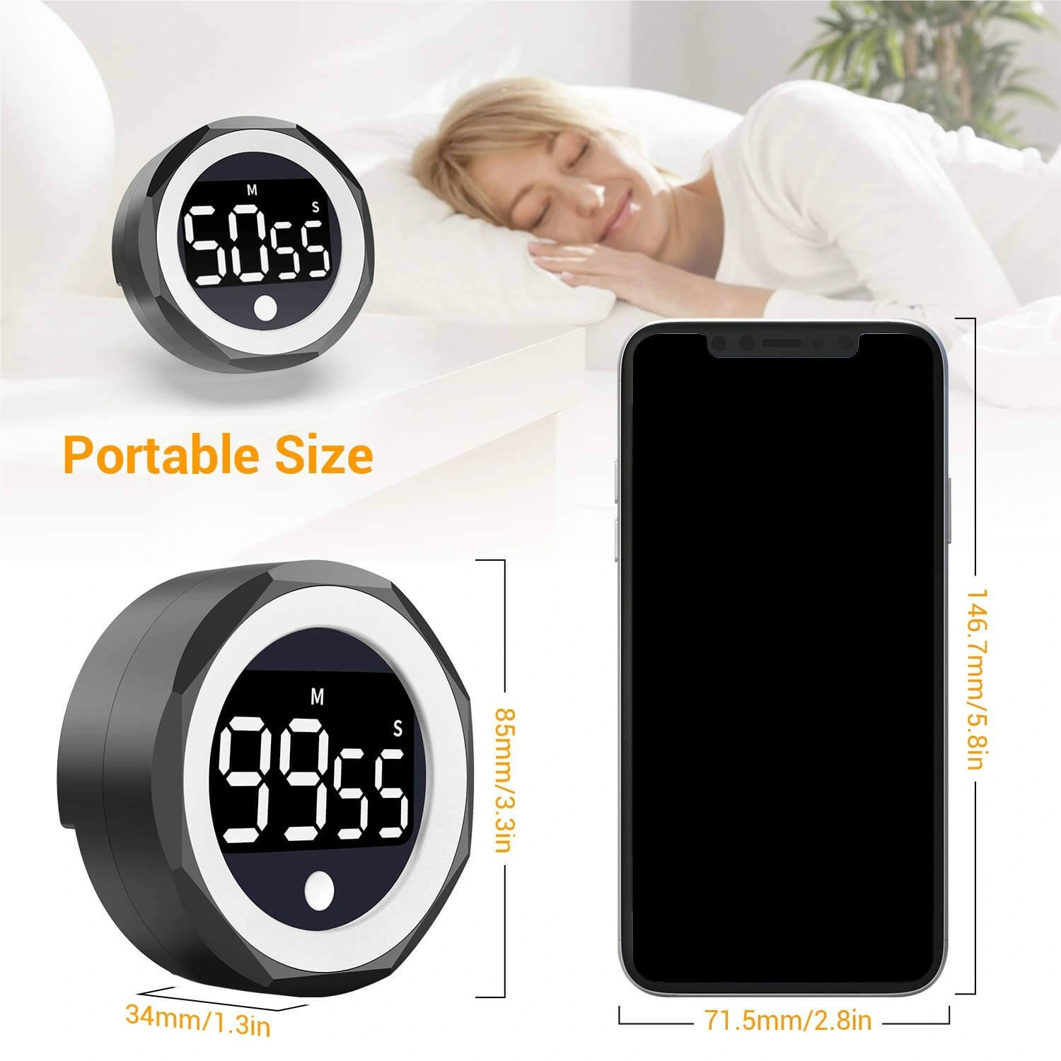 LIORQUE Magnetic Rechargeable Timer for Study, Kitchen Baking & Sports - LIORQUE