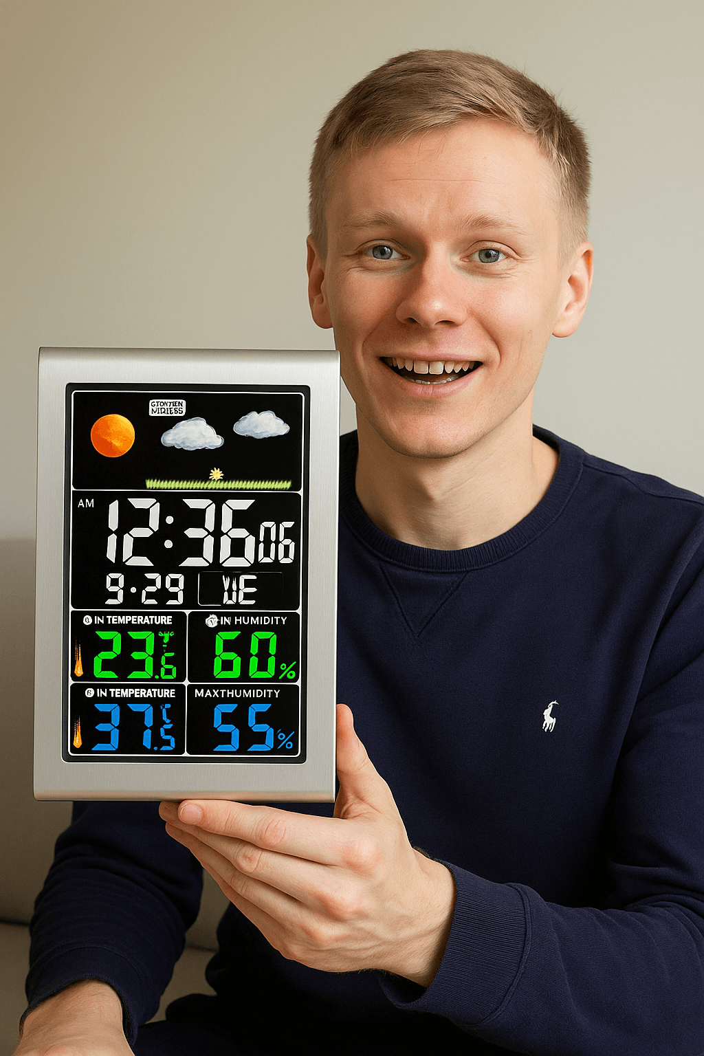 LIORQUE Color Screen Digital Weather Station Garden Thermo-Hygrometer Clock - LIORQUE