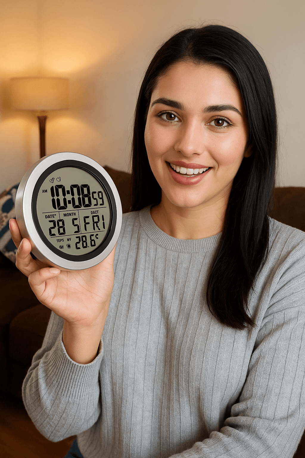 LIORQUE Round High-Definition Digital Display Multifunctional Wall-Mounted Electronic Clock - LIORQUE