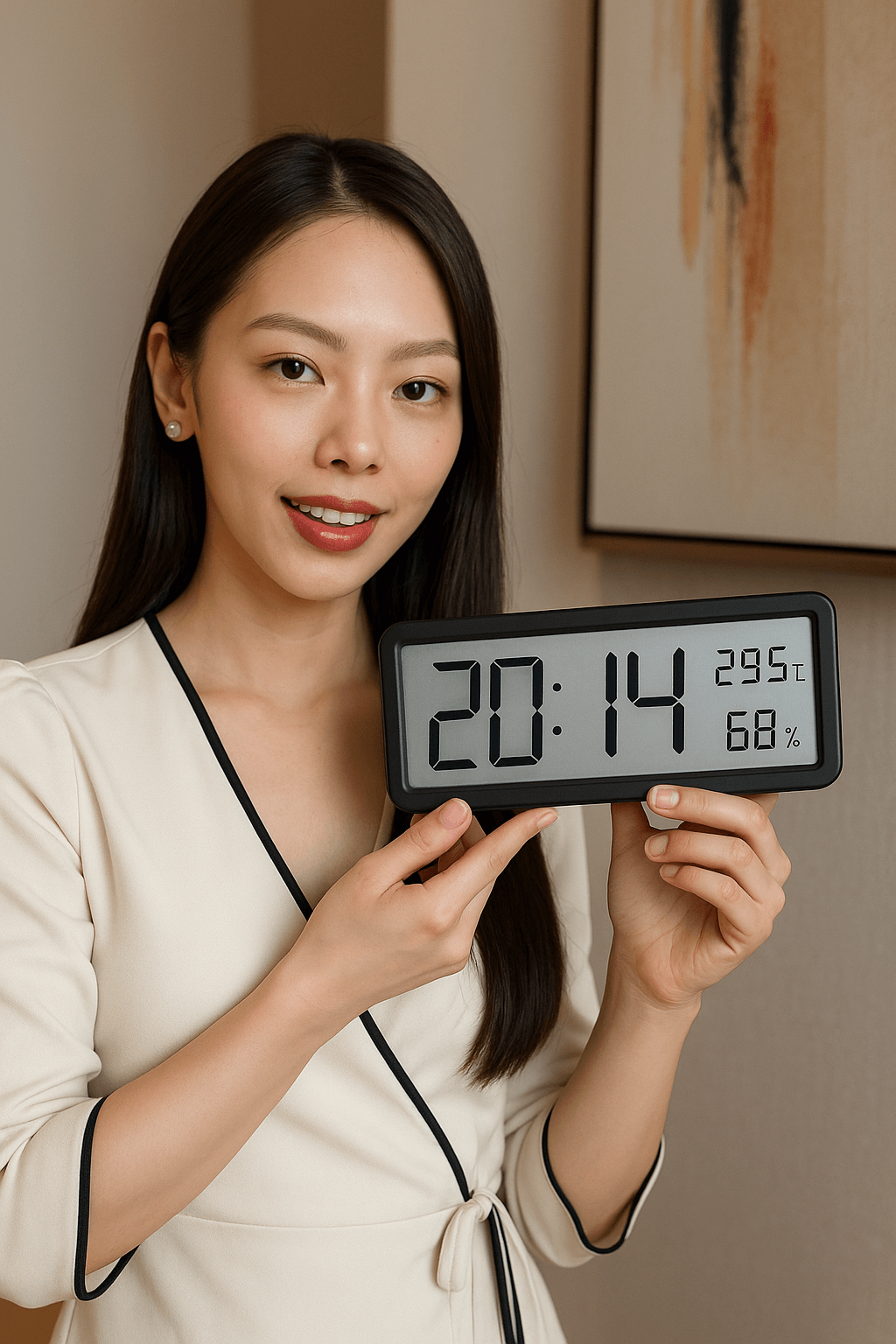 LIORQUE Large-Screen Living Room Wall Clock with Temperature & Humidity Display - LIORQUE