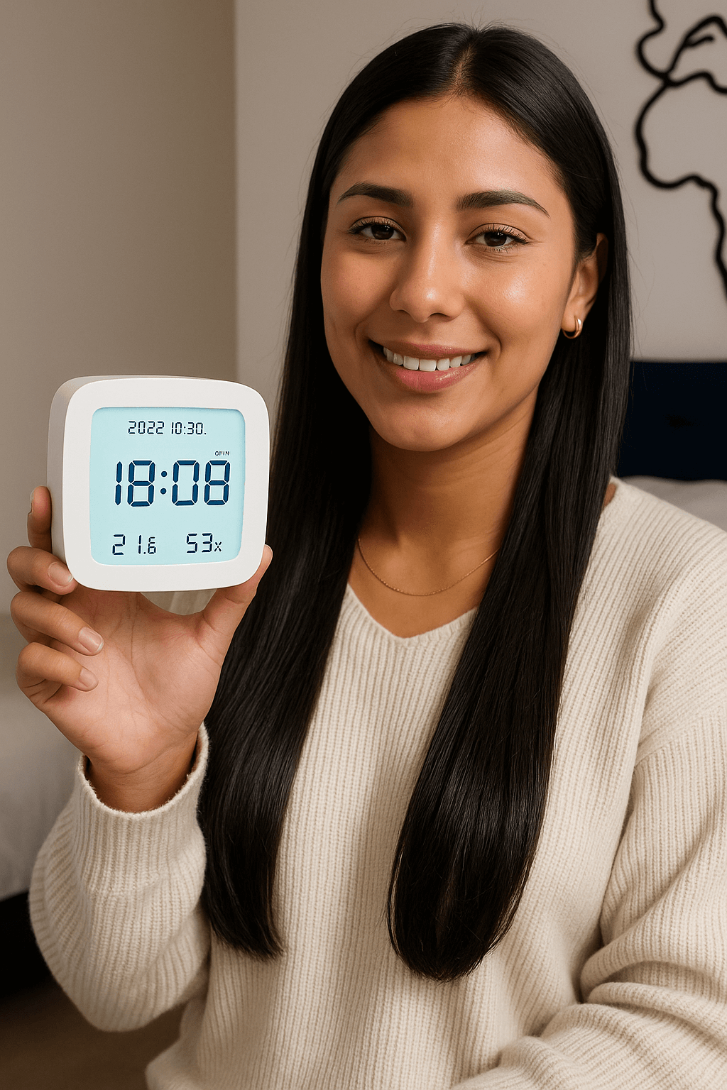 LIORQUE Minimalist Compact Portable Alarm Clock with Hygrometer & LCD Display - LIORQUE