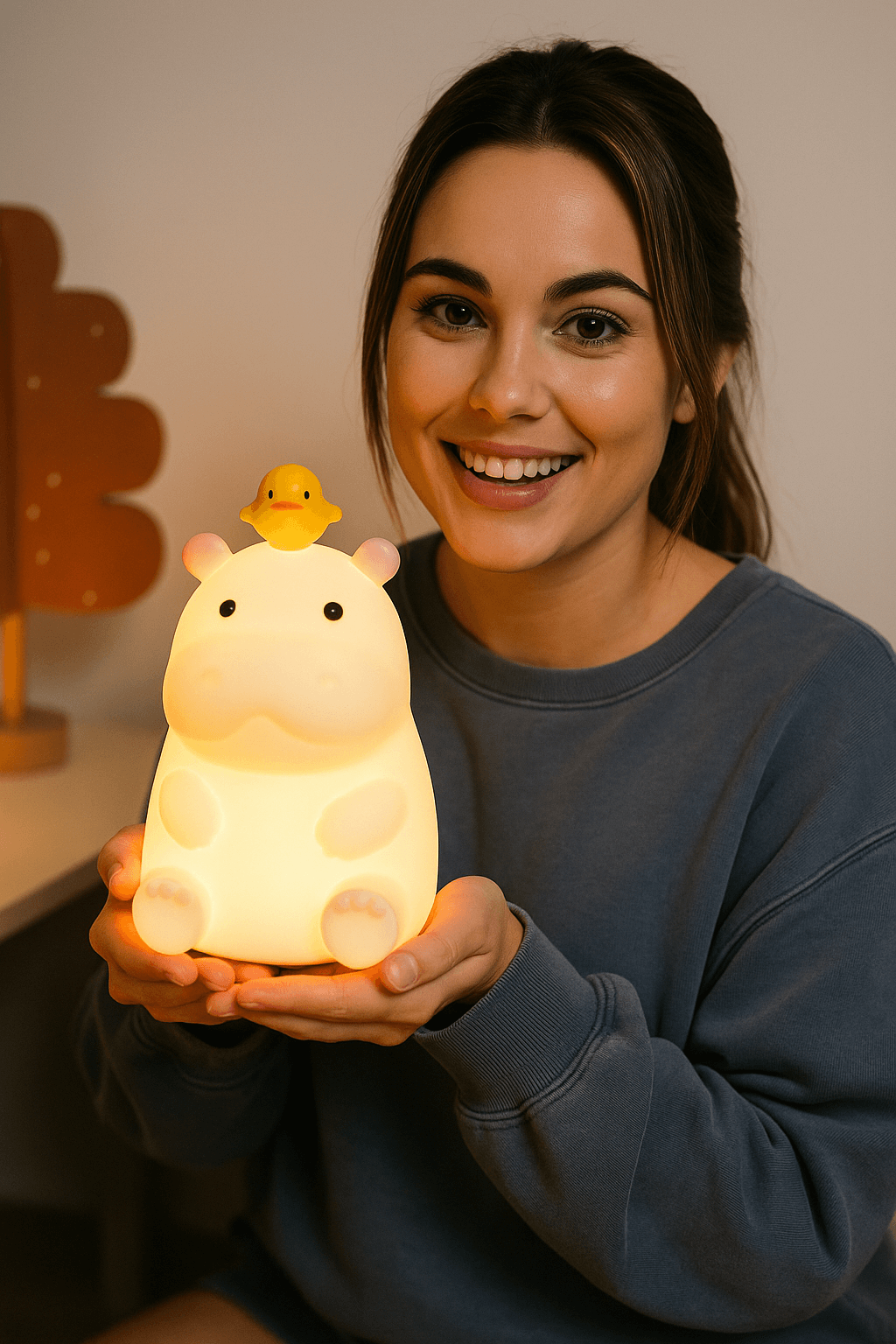 LIORQUE Hippo Night Light — Cute LED Bedside Lamp for Kids & Nursery - LIORQUE