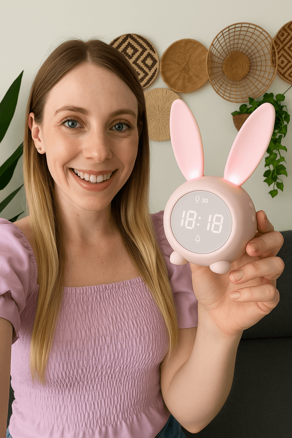 LIORQUE Cute Bunny Alarm Clock with Night Light - LIORQUE