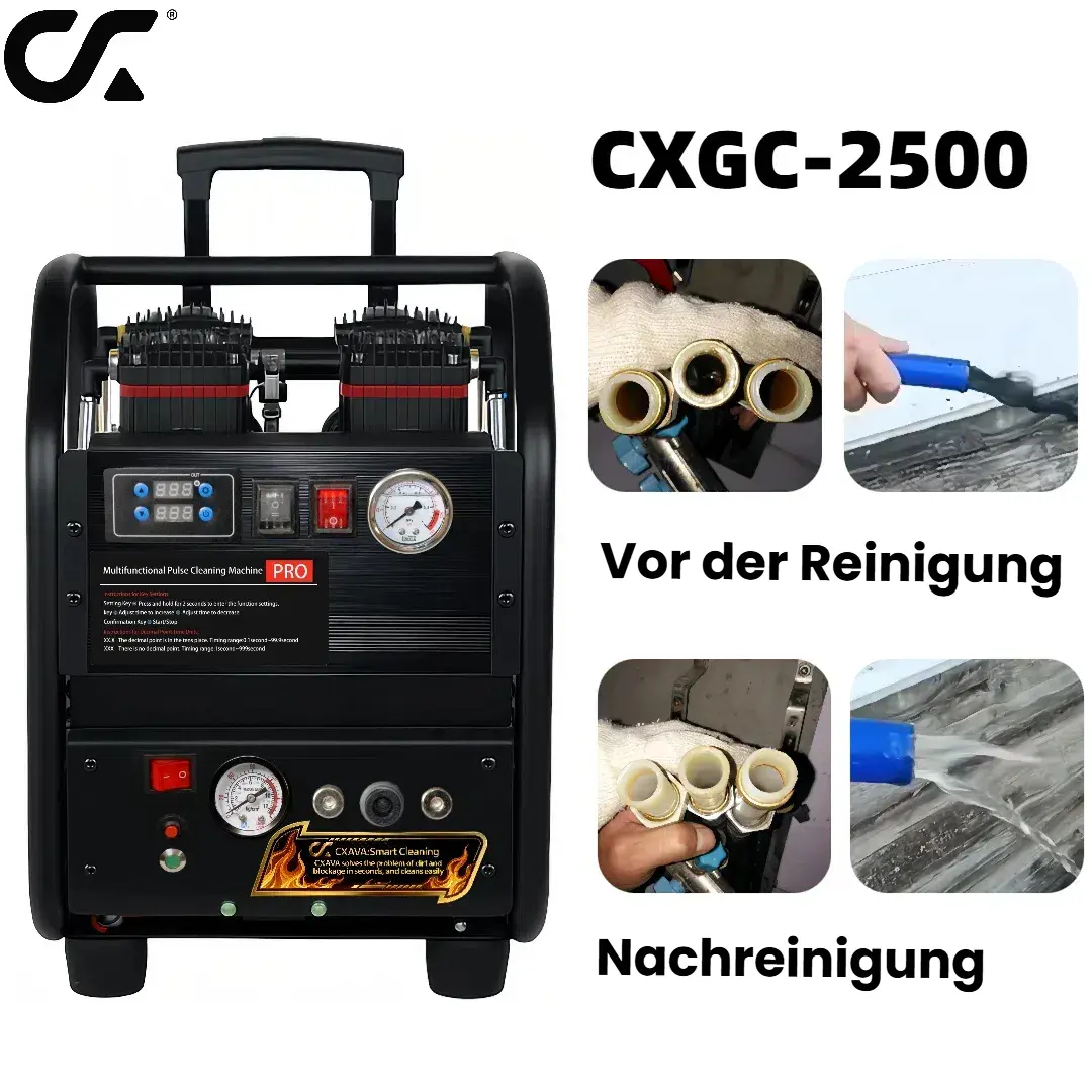 Effekt der Fußbodenheizungsreinigung mit dem CXGC-2500: Vergleich von verschmutzten und sauberen Heizungsrohren