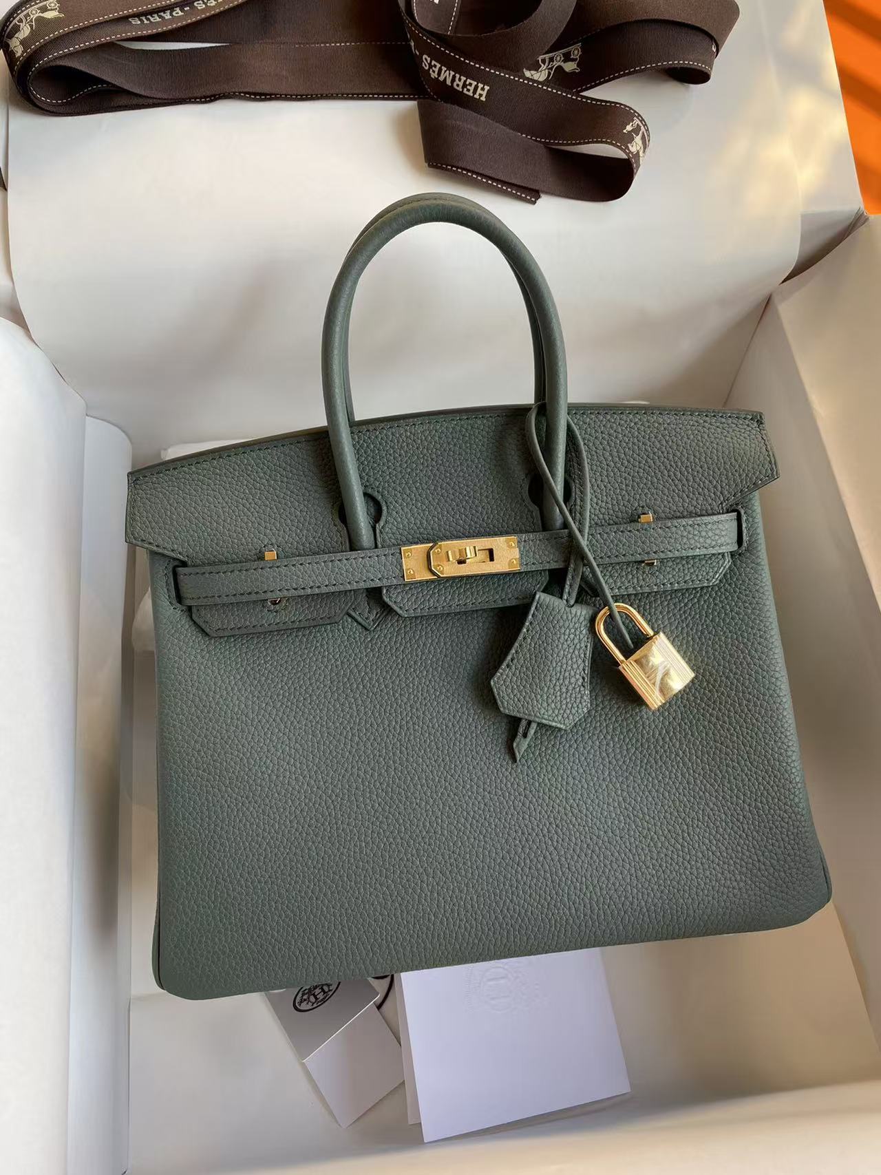 Hermes Birkin 25, almond green Togo