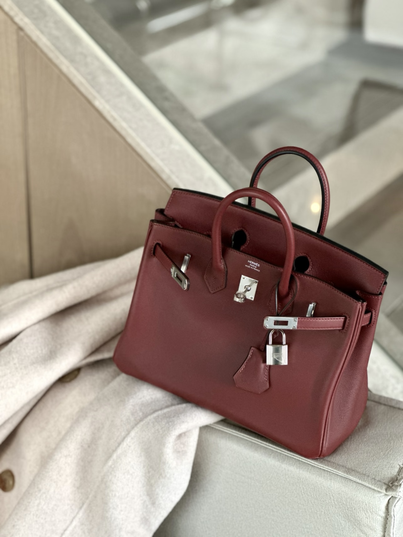 Hermes Birkin Bordeaux wine red 30-35cm
