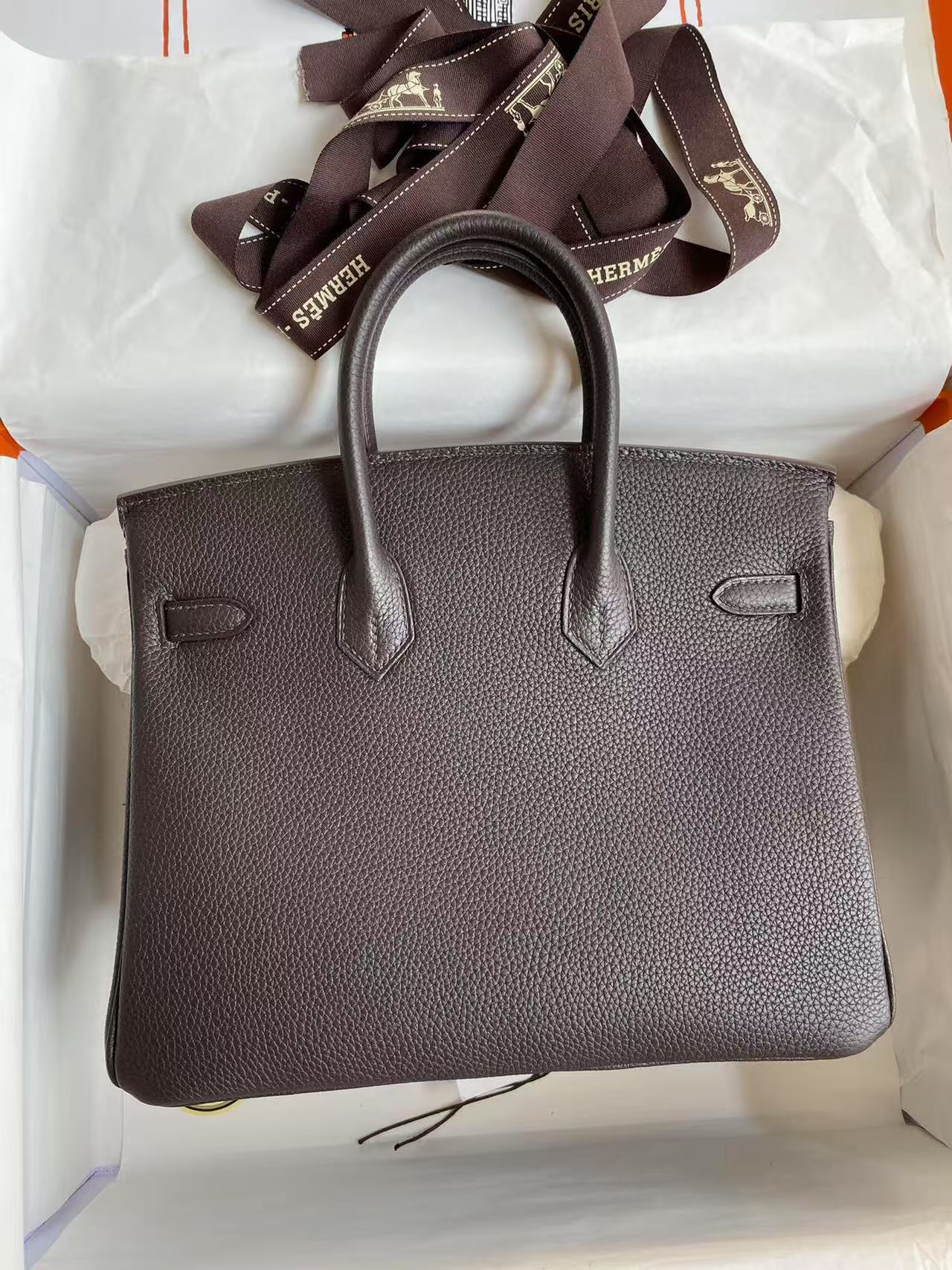Hermes Birkin 25-35cm Ebony palm Togo customization