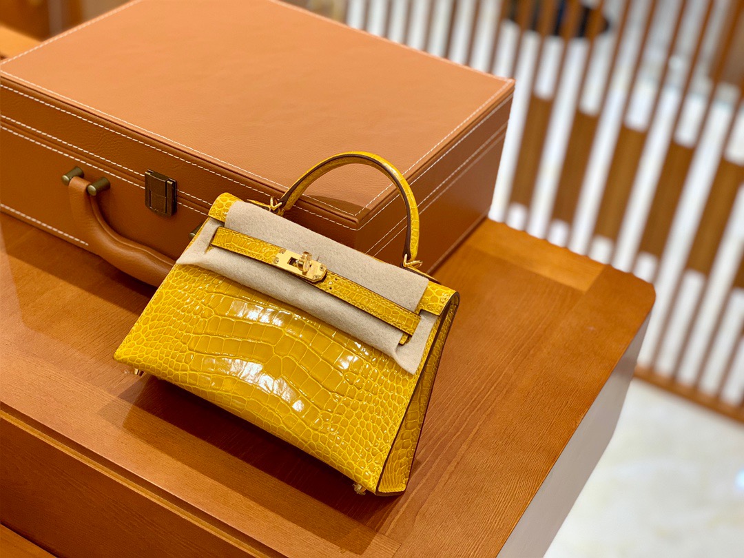 Hermes Kelly2 Mini 19 crocodile skin