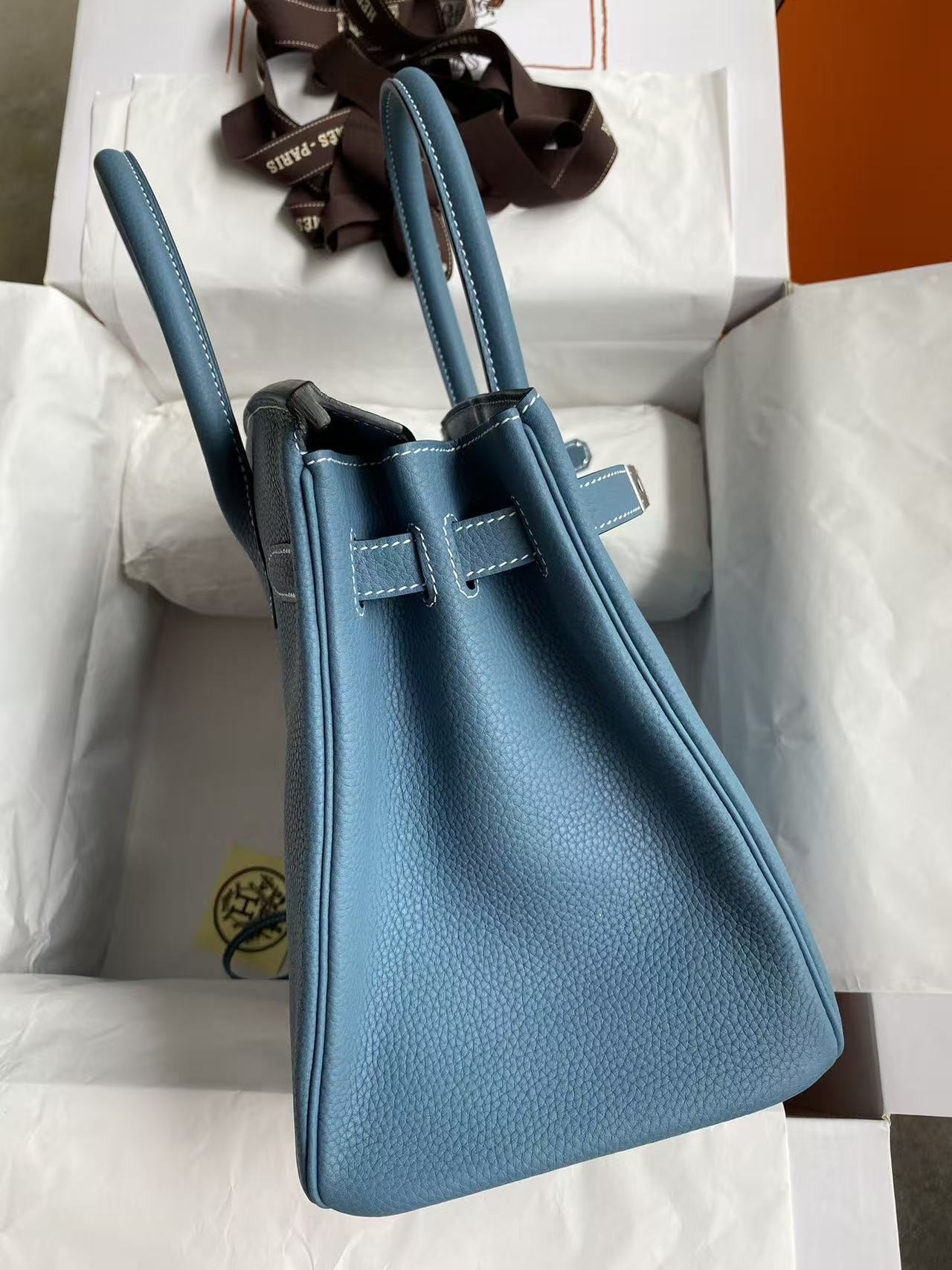 Hermes Birkin 25, denim blue Togo customization