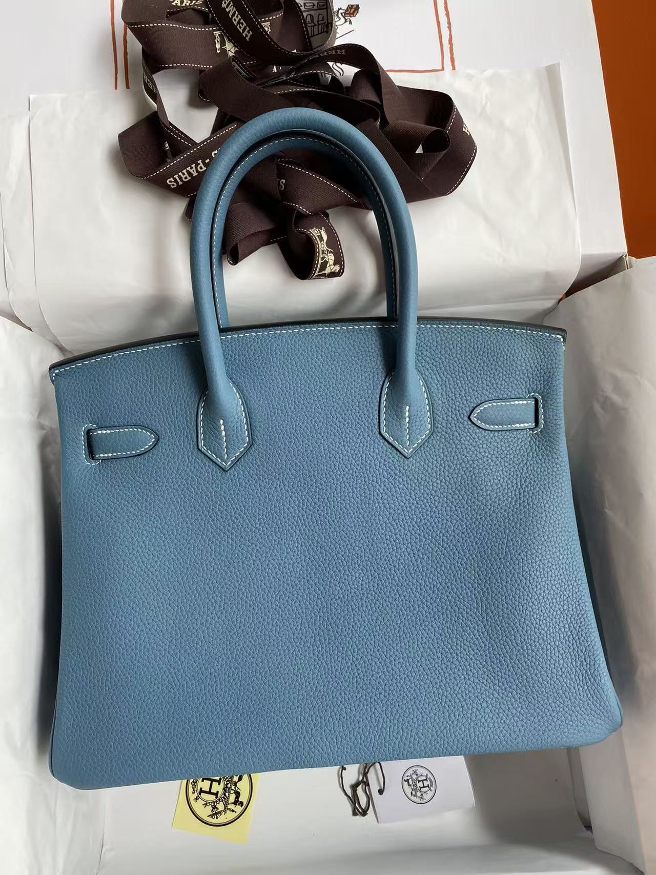 Hermes Birkin 25, denim blue Togo customization
