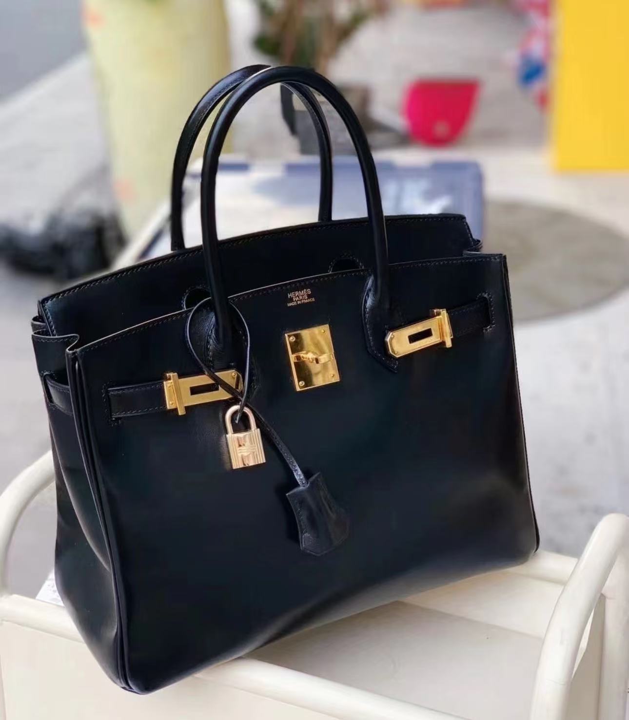Hermès Deep Blue BOX birkin 30-35 customized