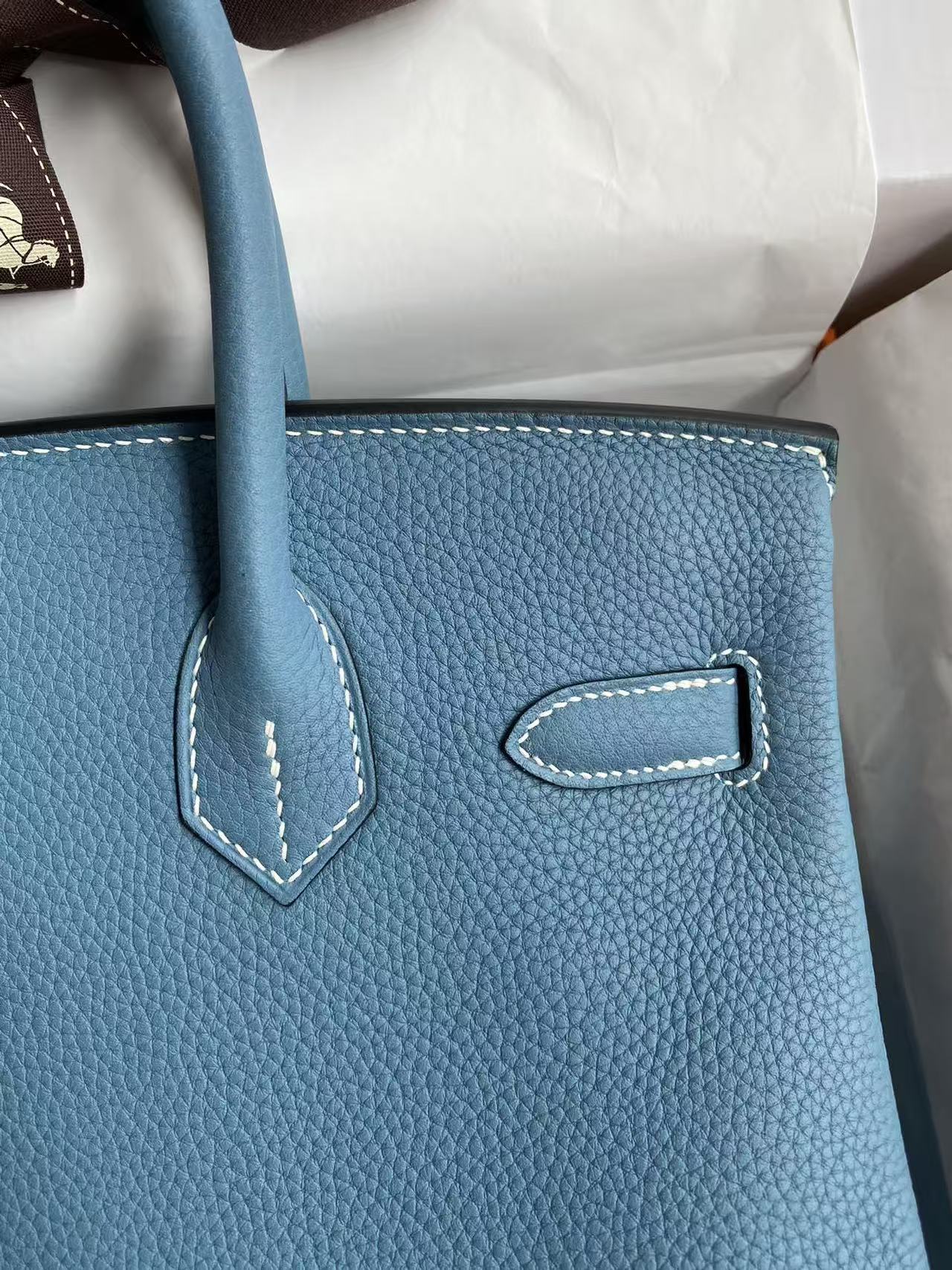 Hermes Birkin 25, denim blue Togo customization