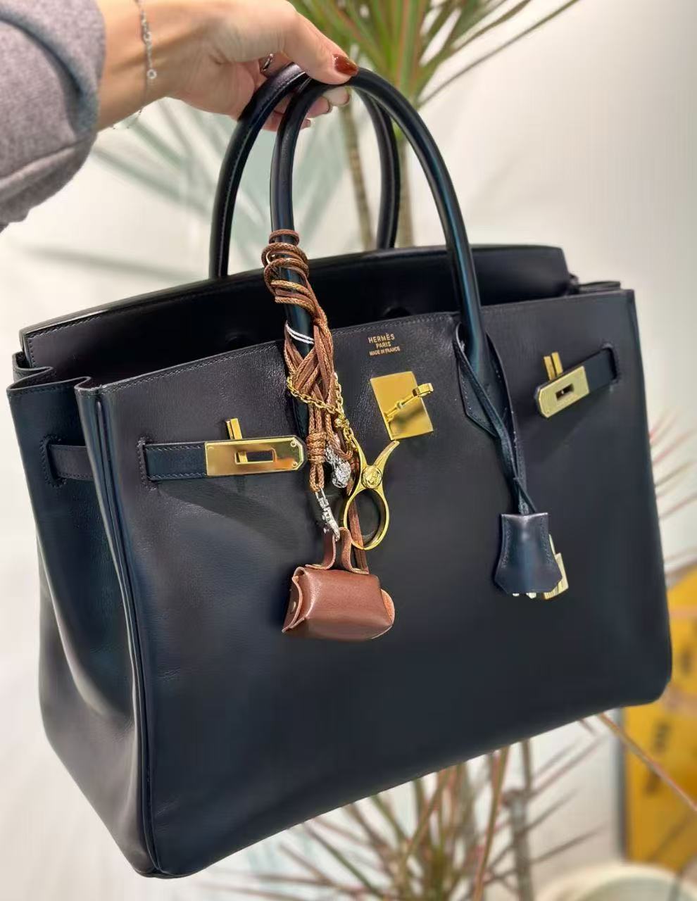 Hermès Deep Blue BOX birkin 30-35 customized