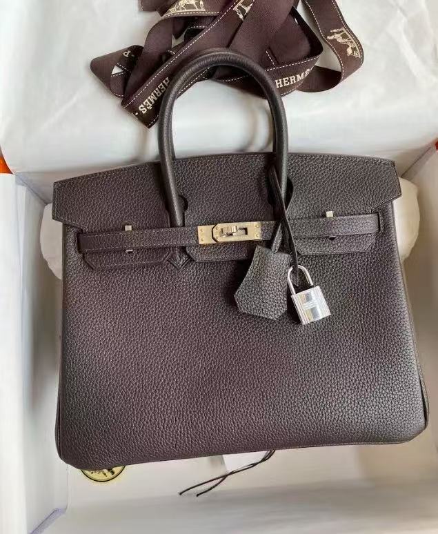 Hermes Birkin 25-35cm Ebony palm Togo customization