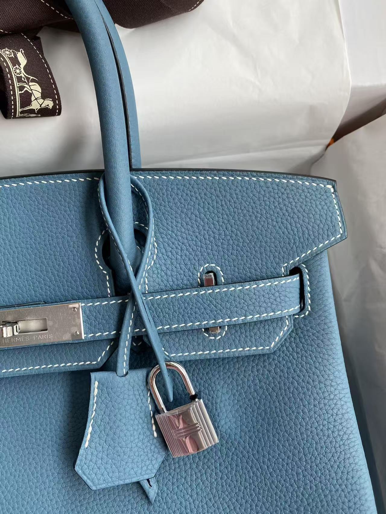 Hermes Birkin 25, denim blue Togo customization