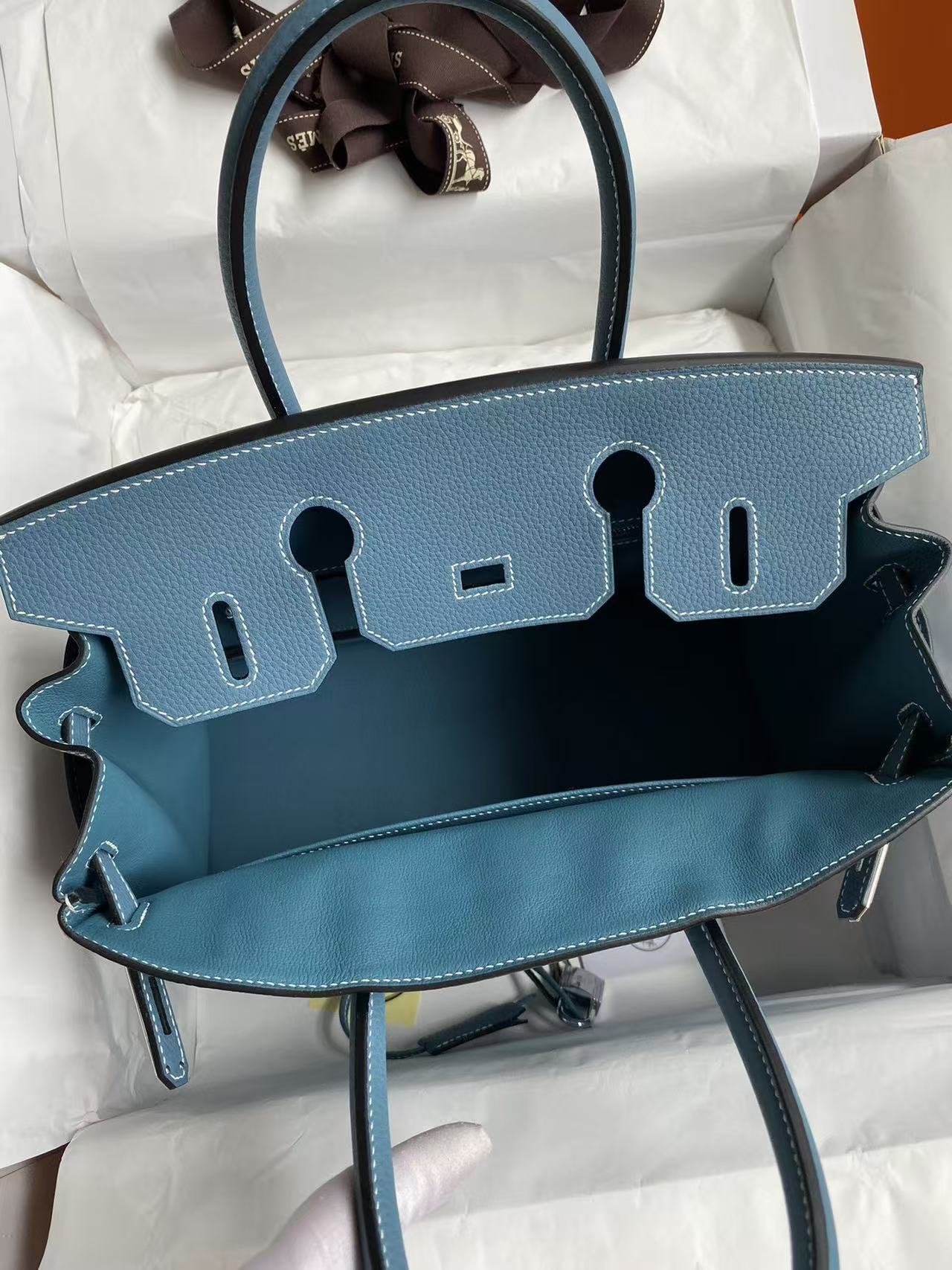 Hermes Birkin 25, denim blue Togo customization