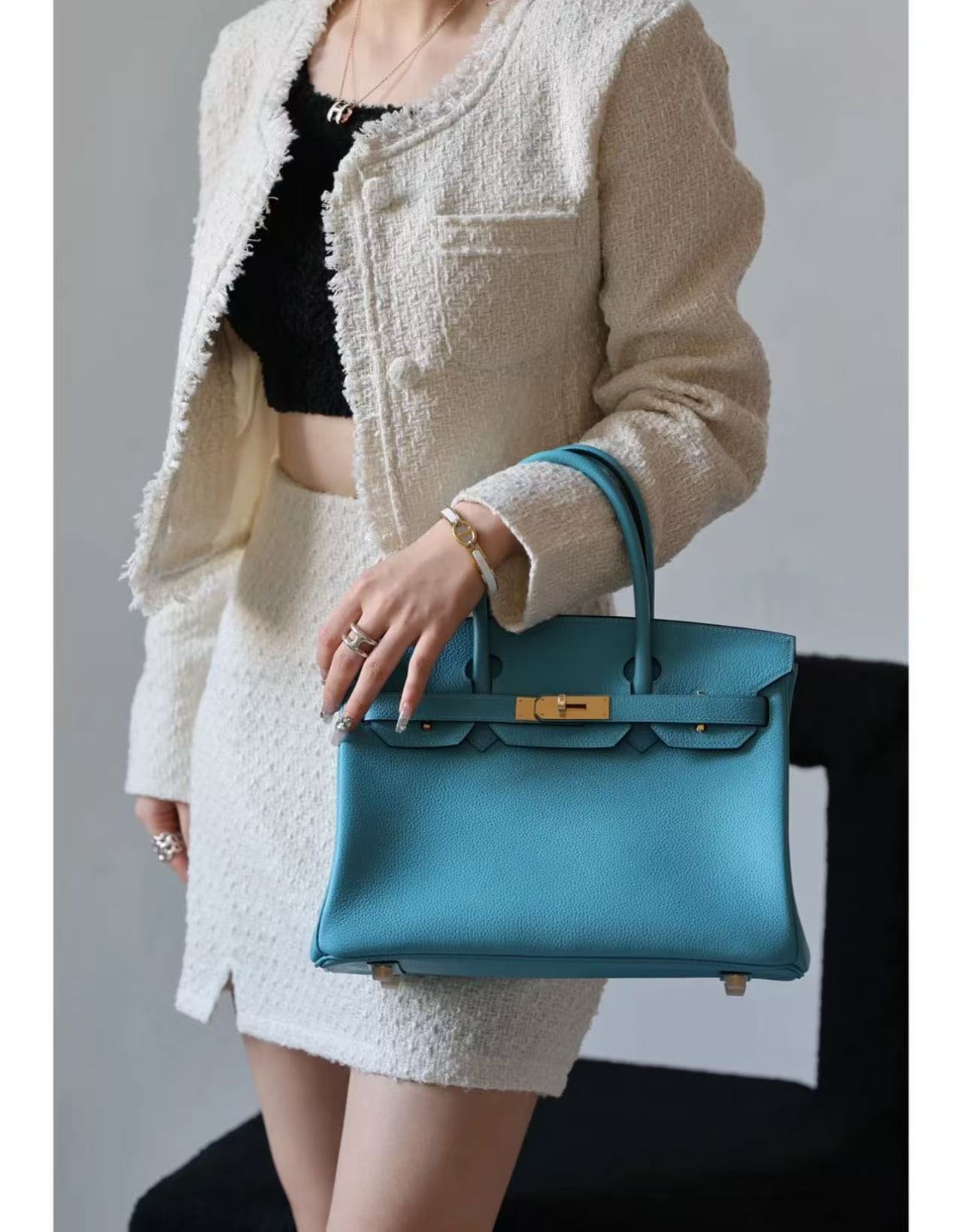 customization Hermes Birkin 30 -Northern Blue