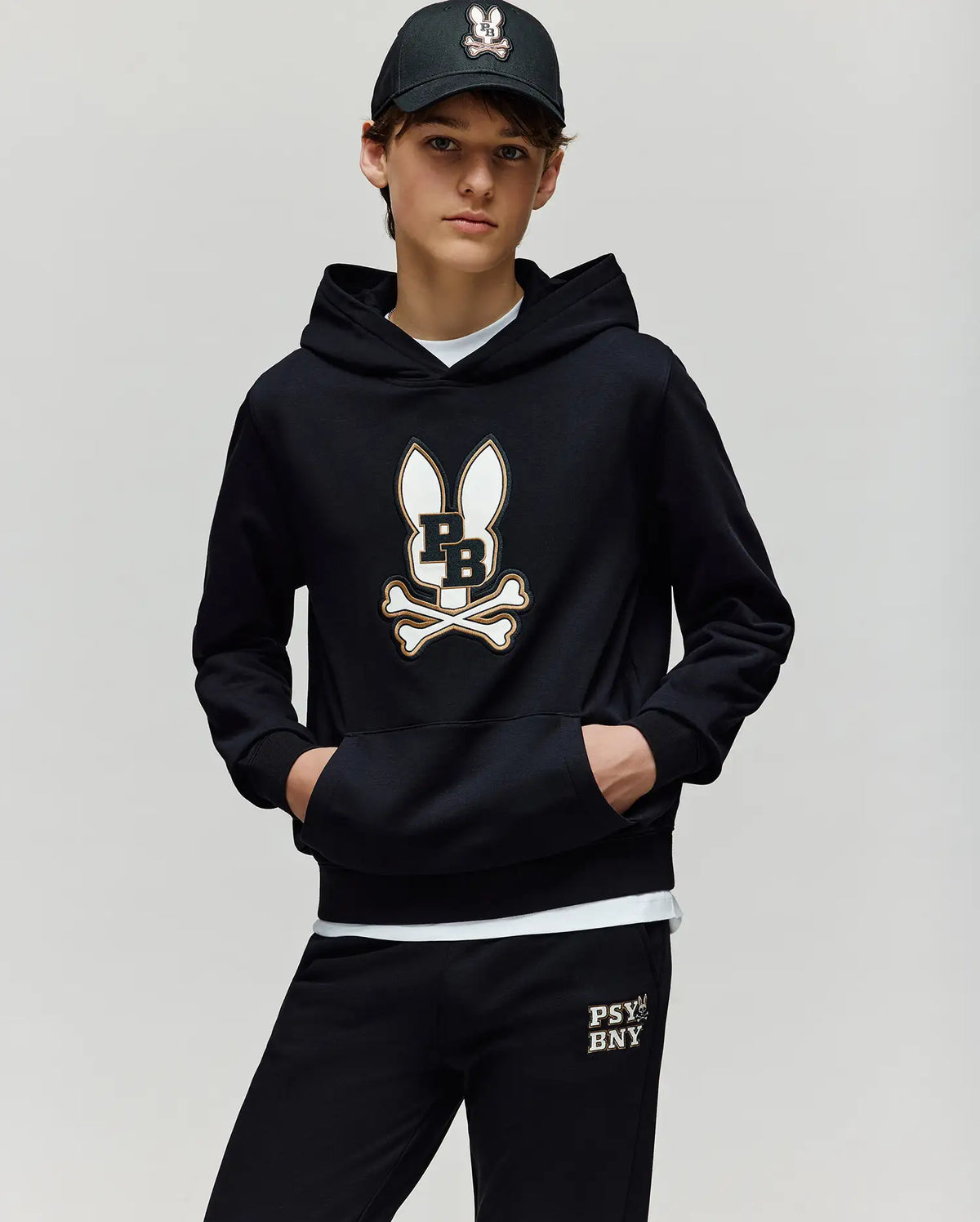 Kids wade cord patch hoodie