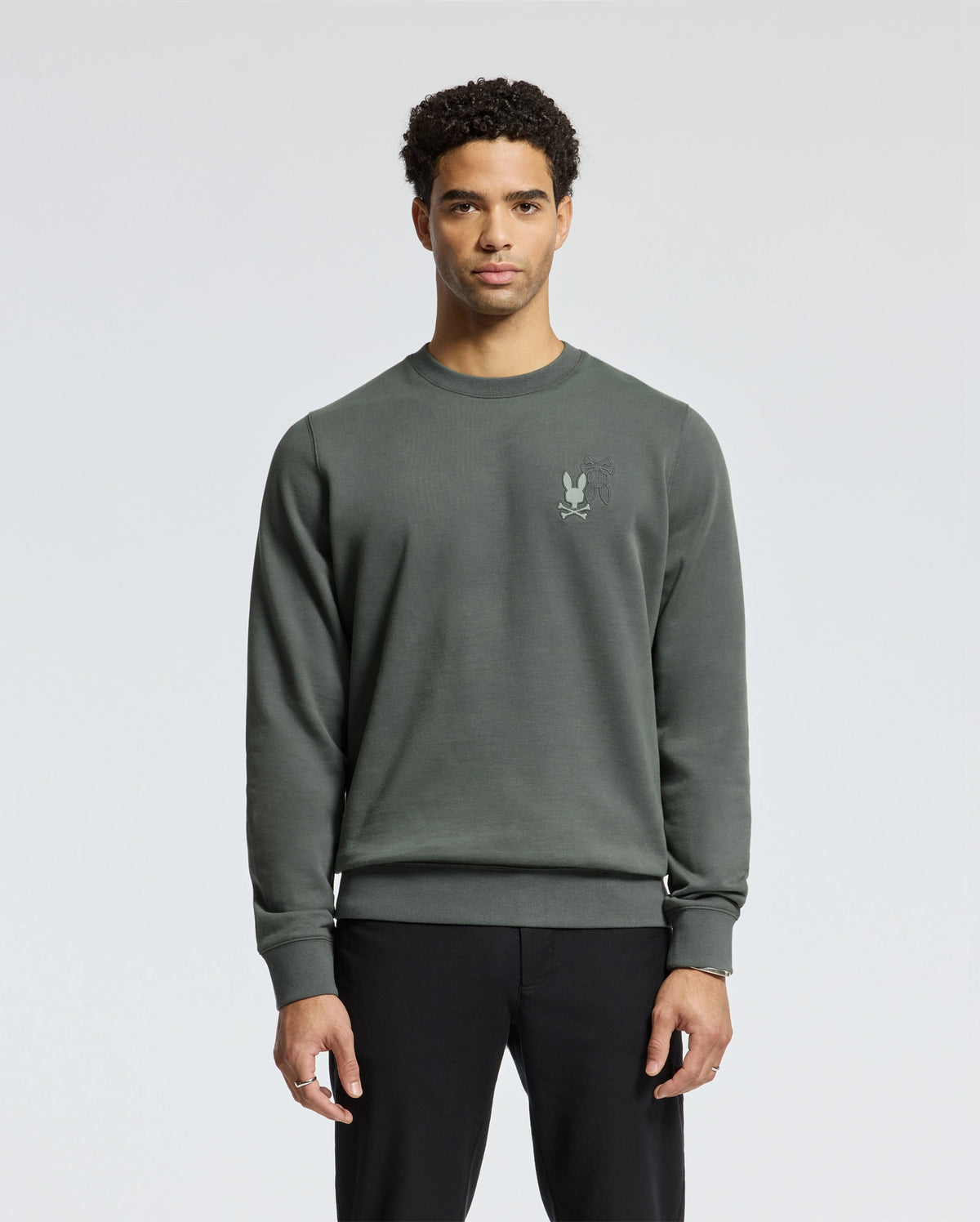 Mens wordmark peached terry crew
