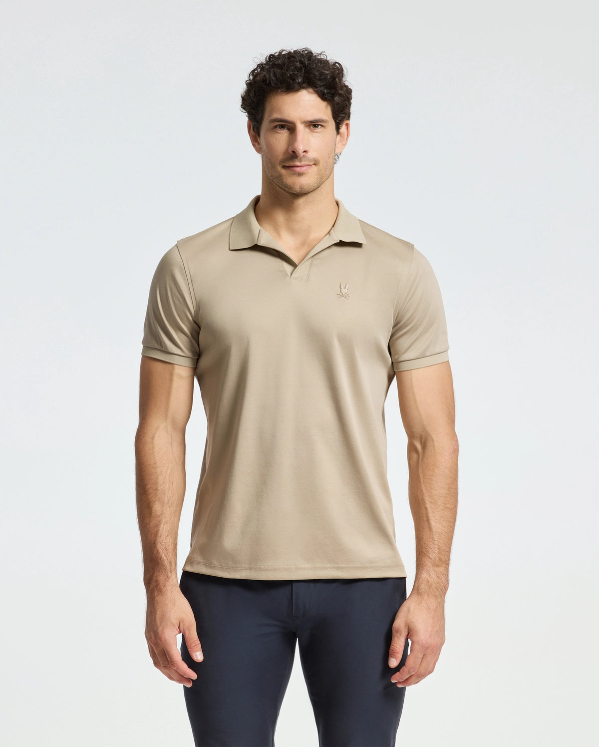 Mens broadway pima interlock johnny collar polo