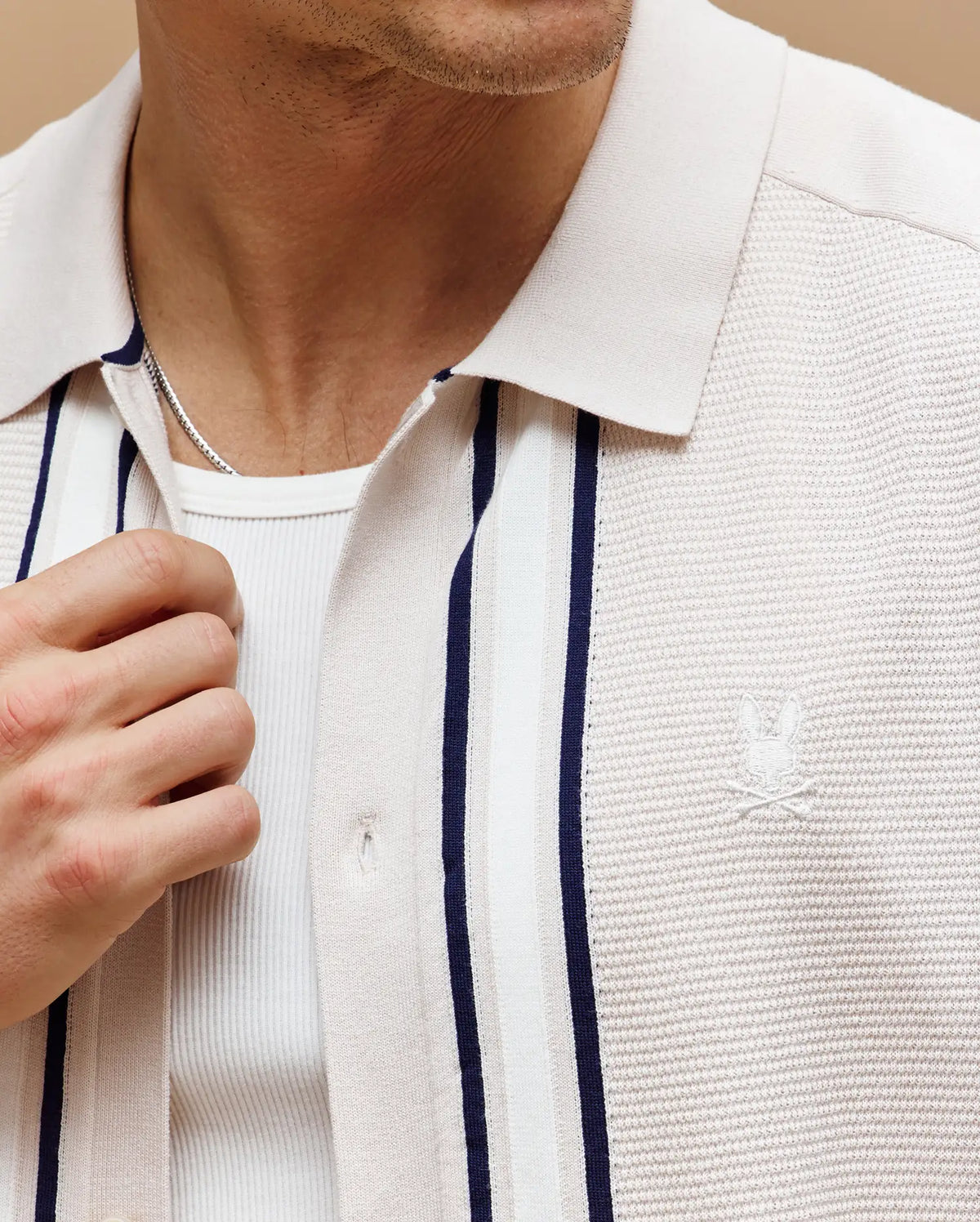 Mens danny border stripe knit shirt