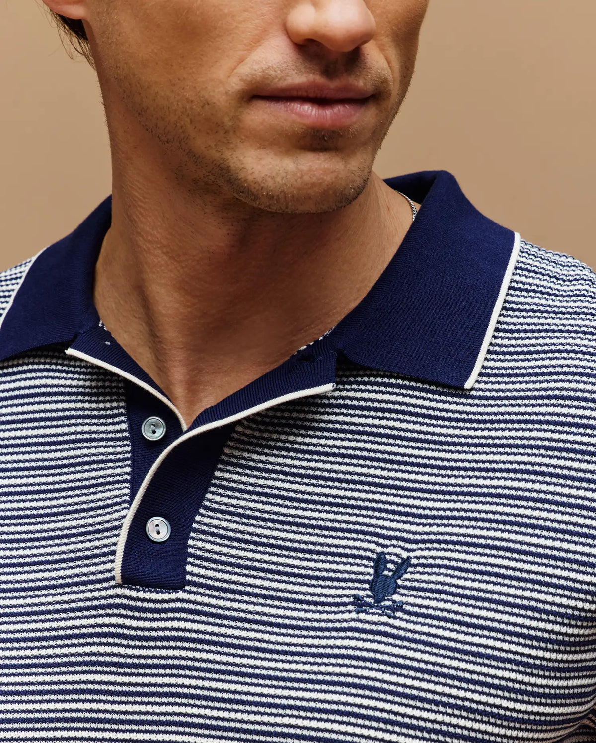 Mens kenny striped knit polo