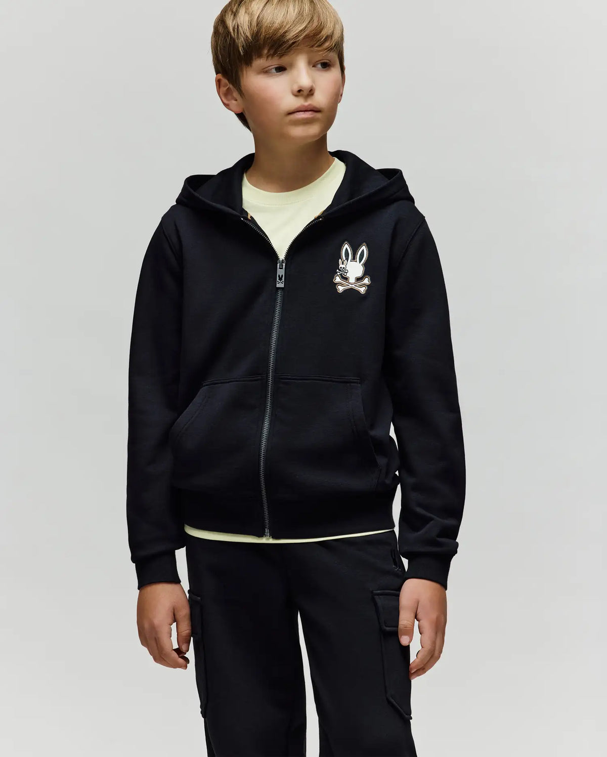 Kids wade cord patch zip hoodie