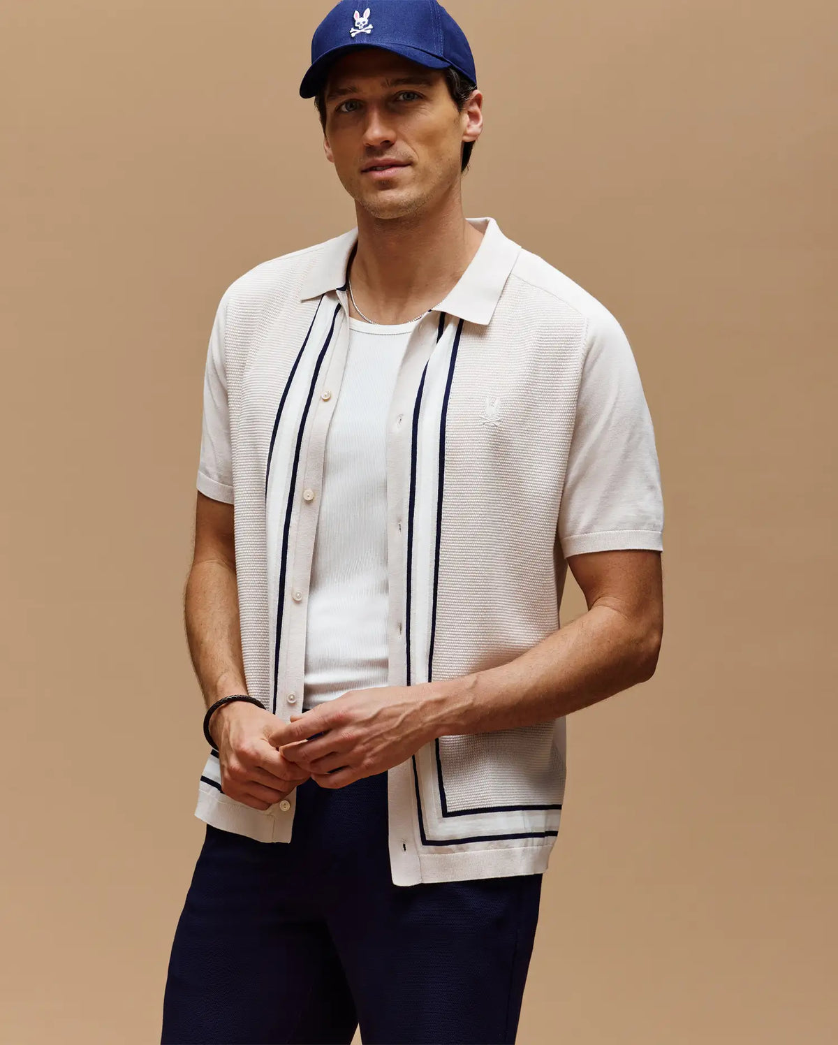 Mens danny border stripe knit shirt