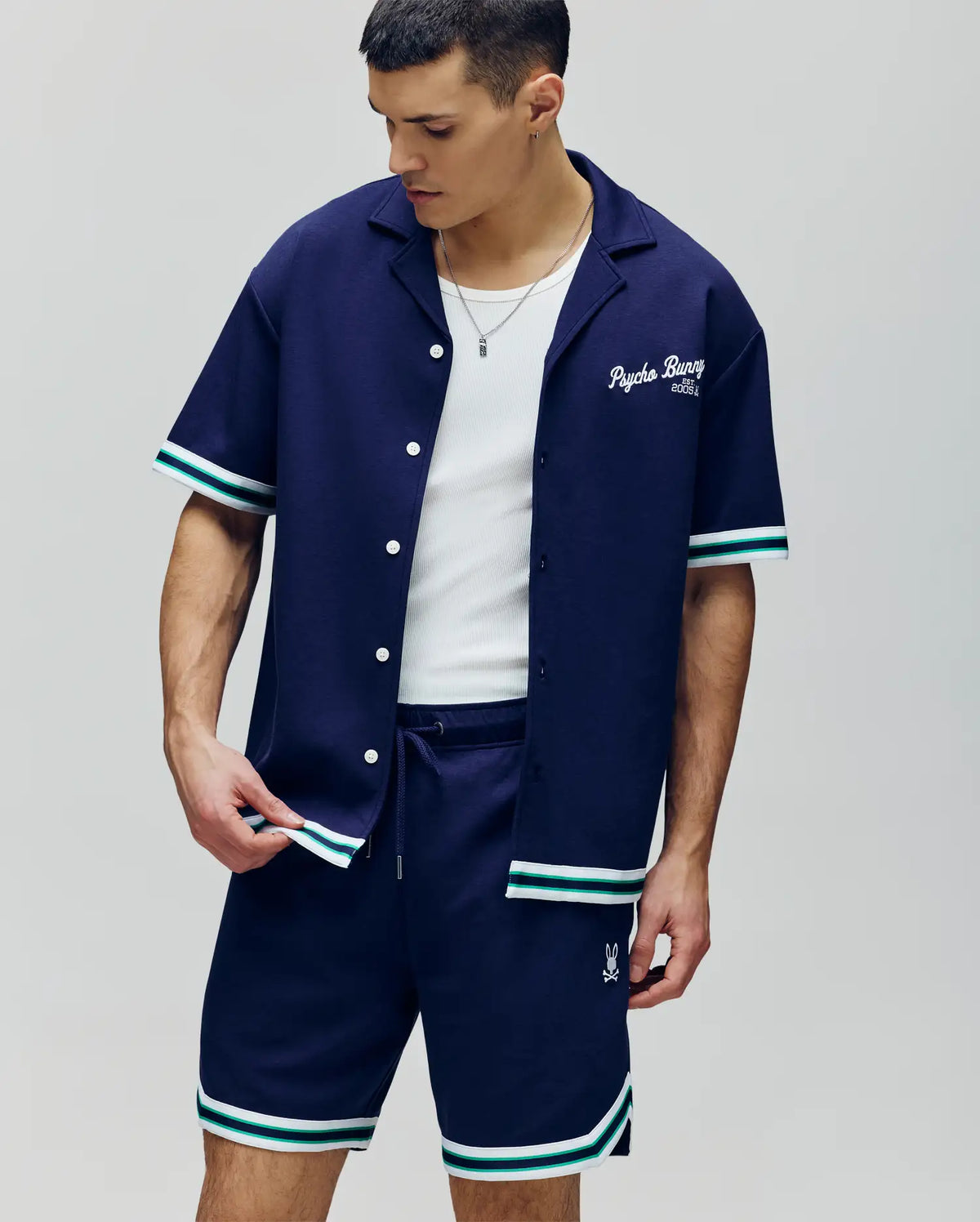 Mens basil taped camp collar shirt
