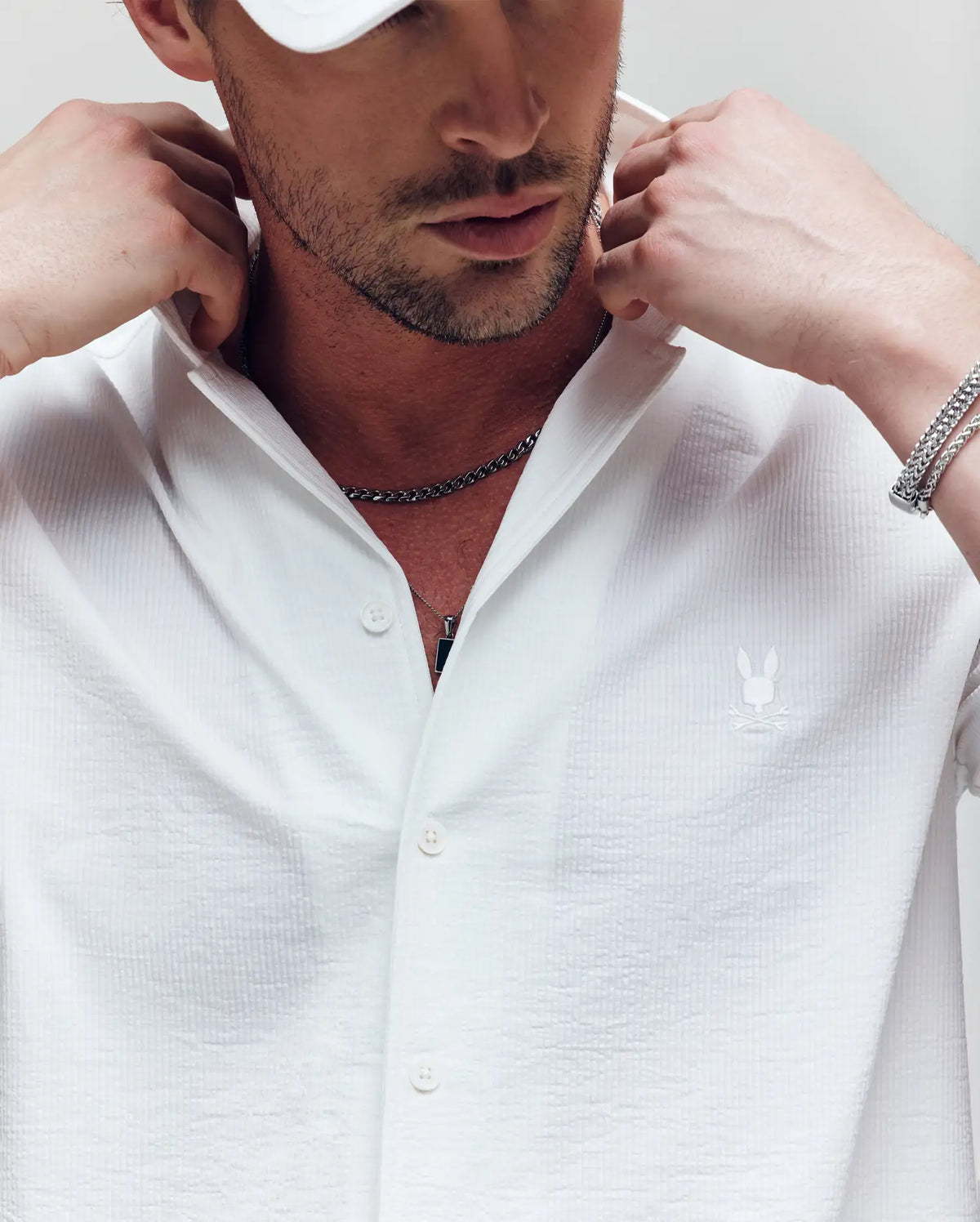 Mens jayme knit seersucker cabana collar shirt