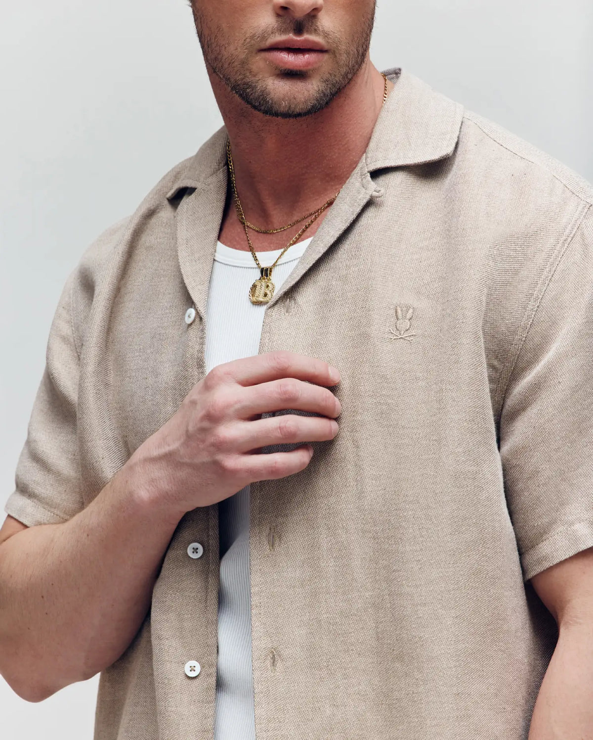Mens windcrest linen blend short sleeve shirt