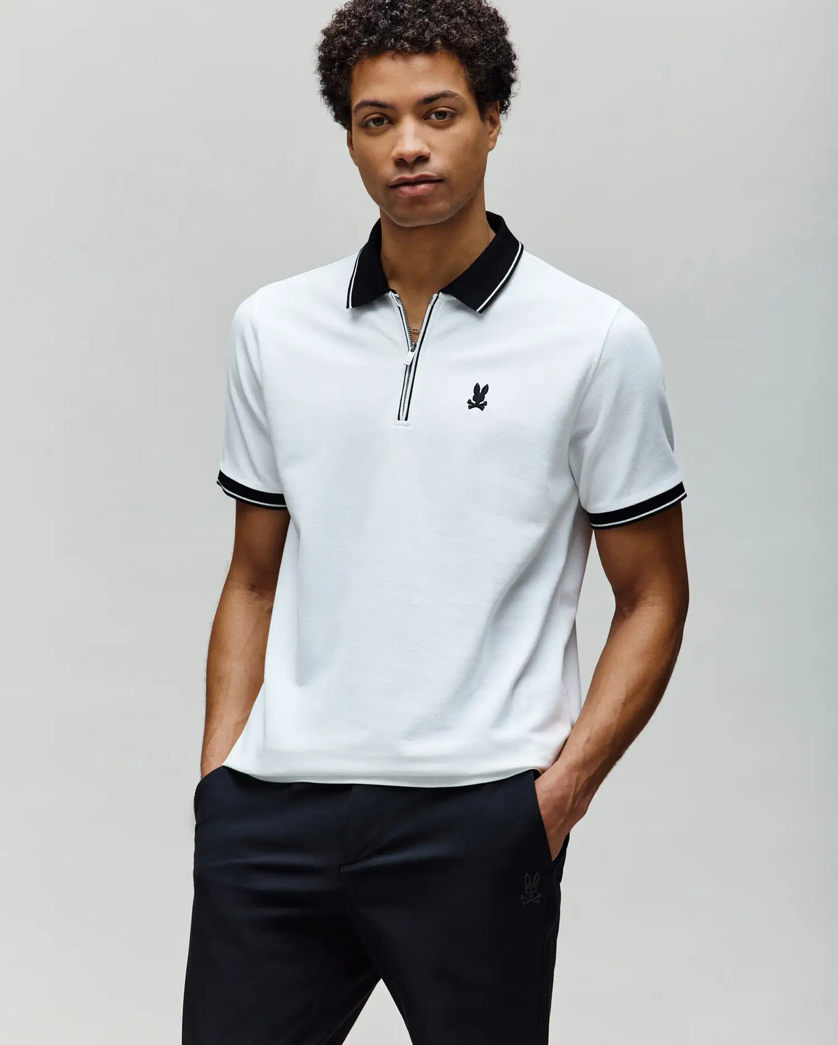 Mens dane zip pique polo