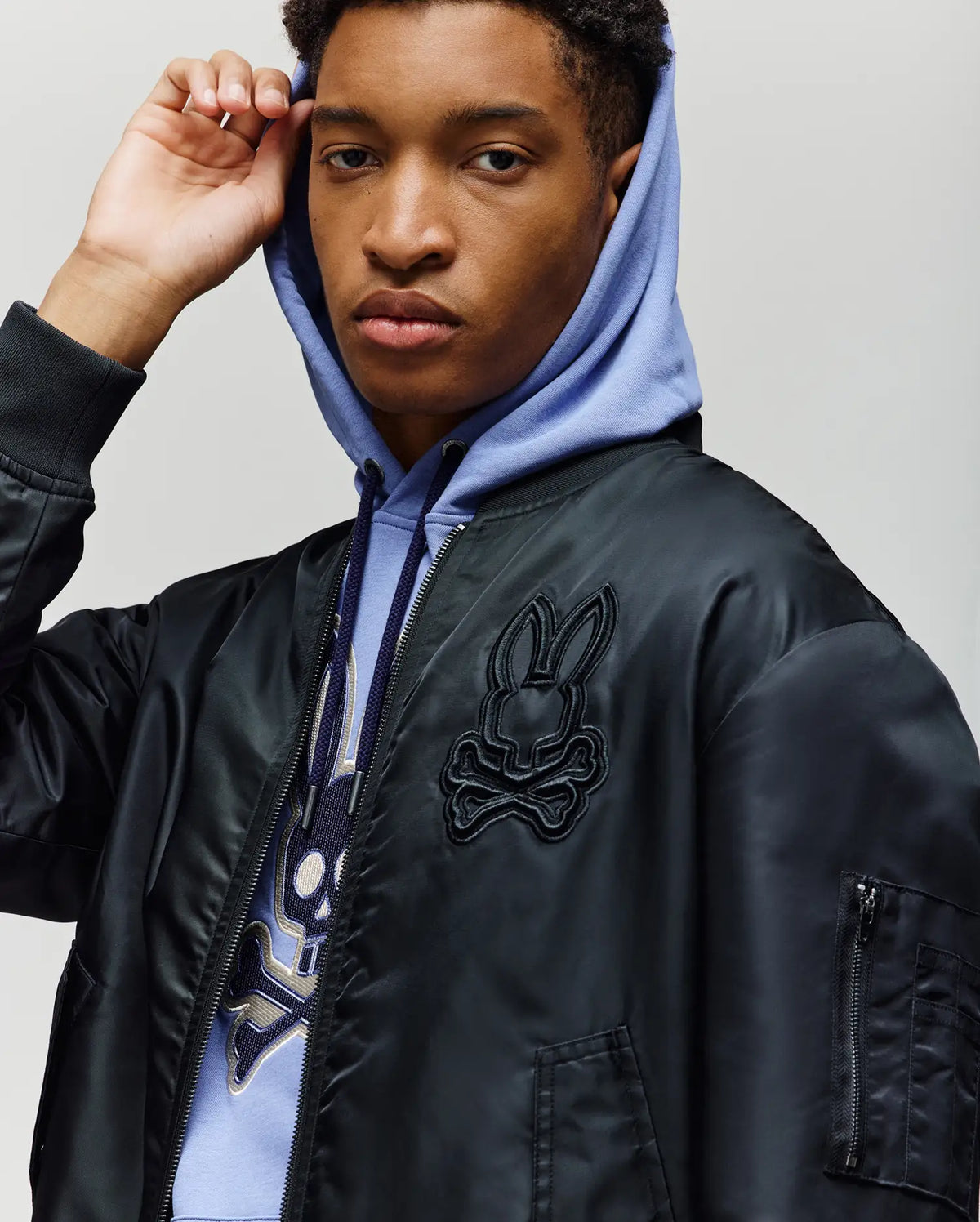 Mens david oversized satin bomber