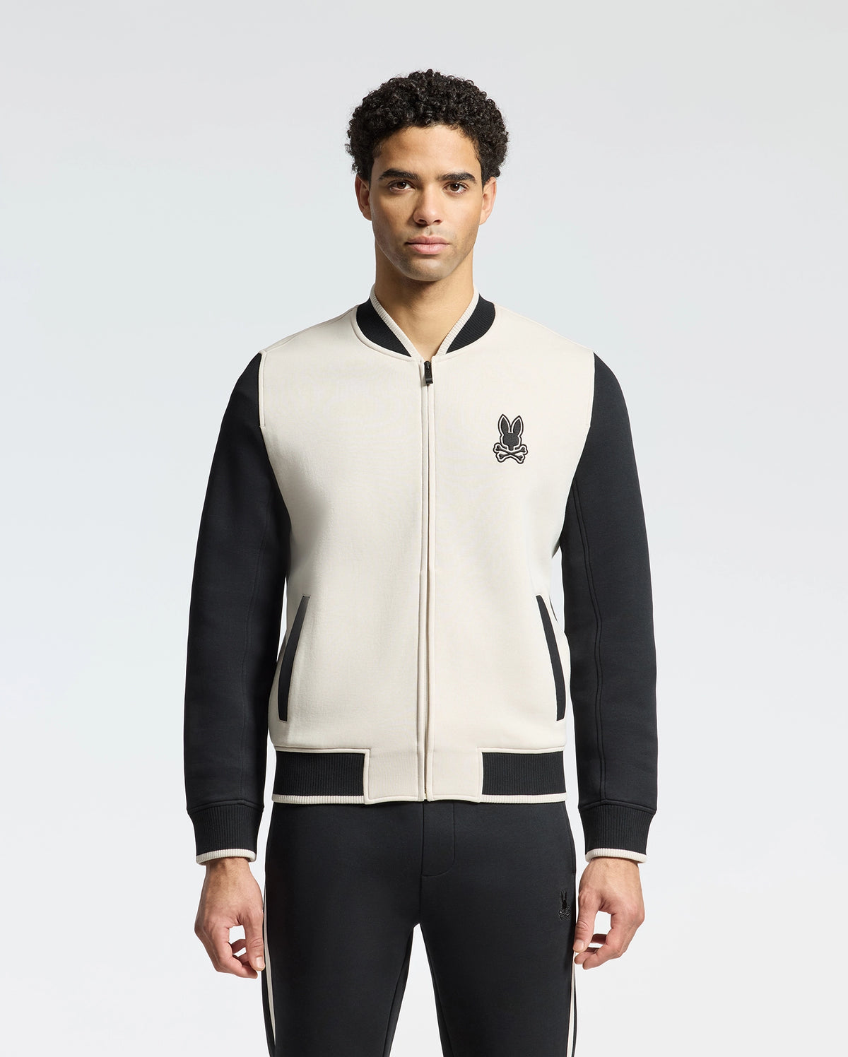 Mens crete color block bomber