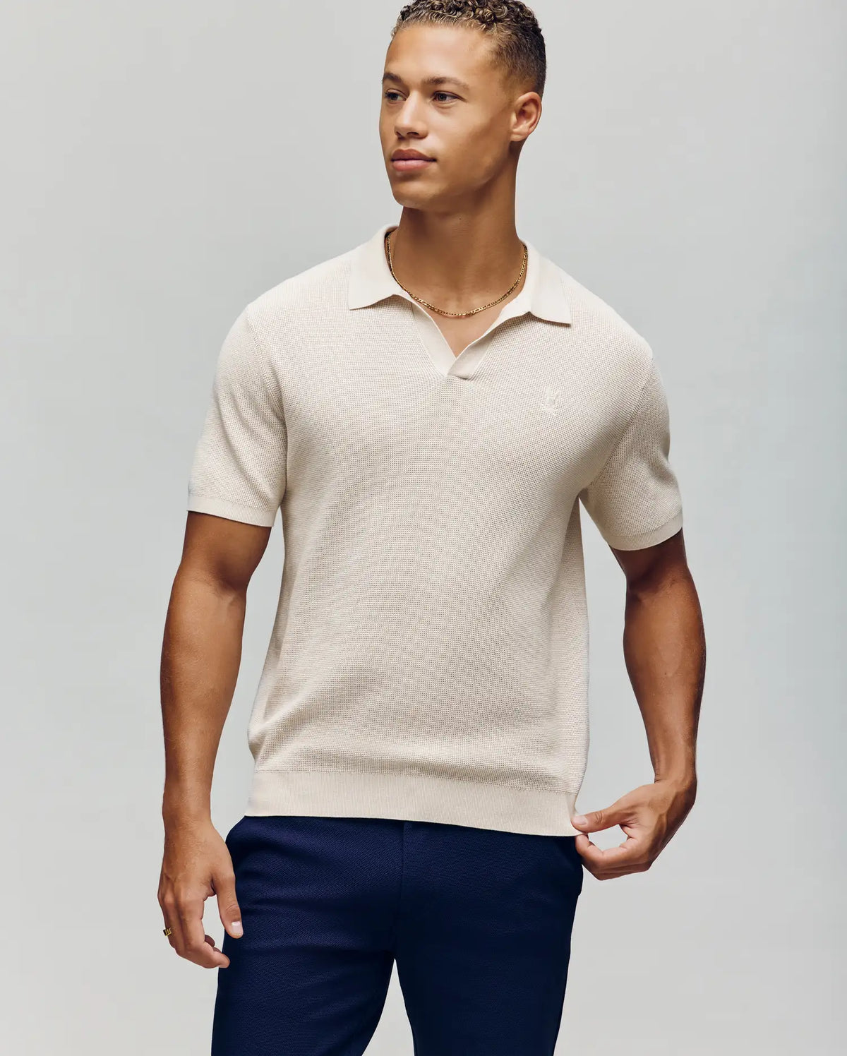 Mens leeton knit polo shirt