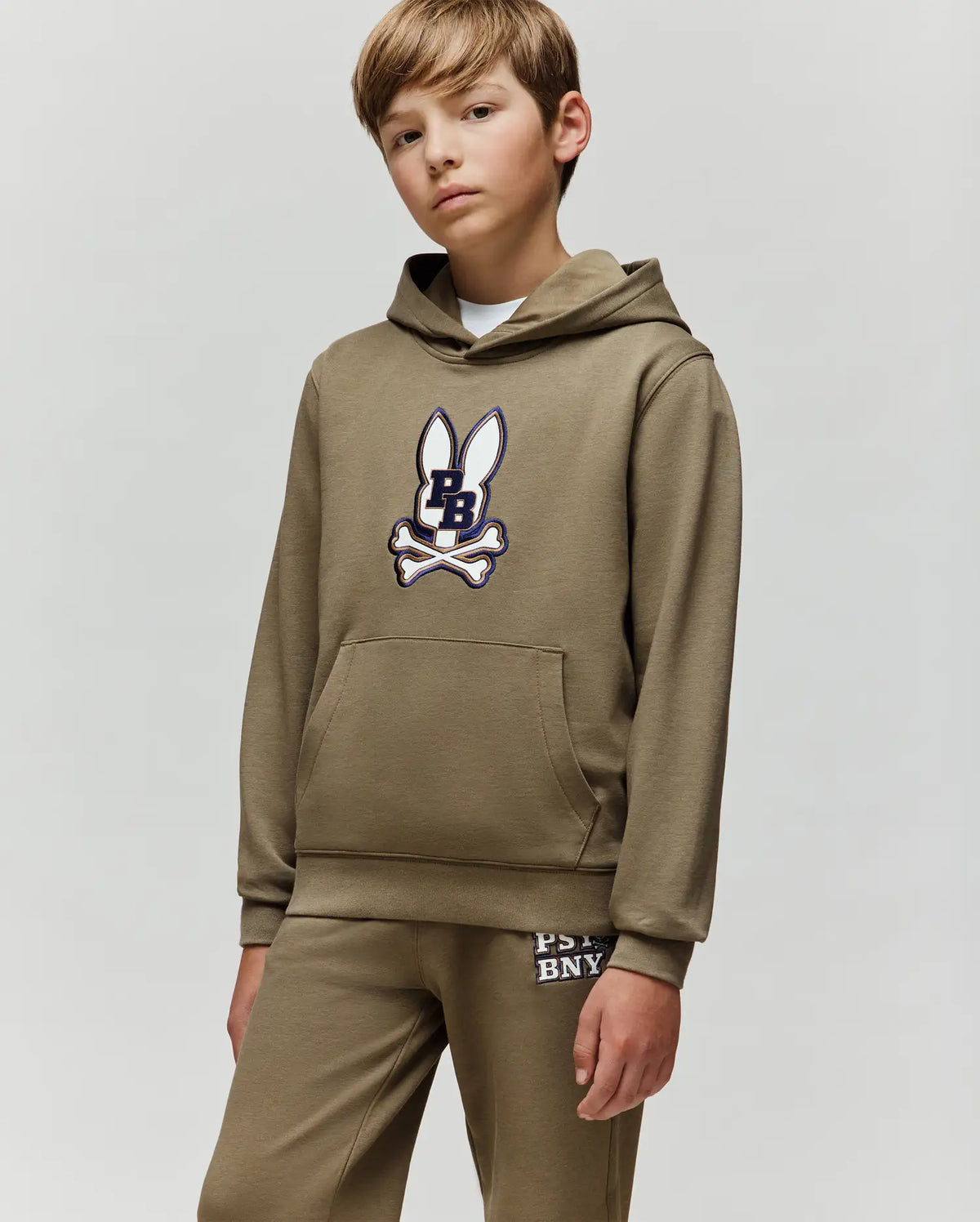 Kids wade cord patch hoodie