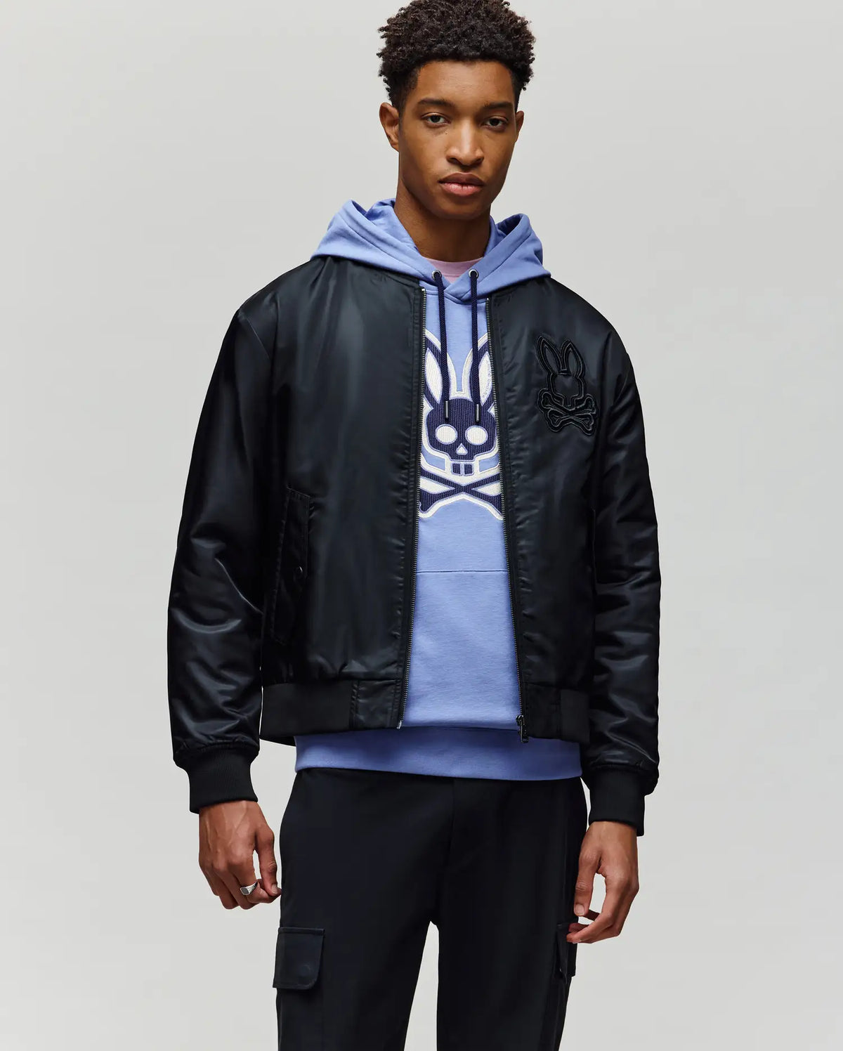 Mens david oversized satin bomber