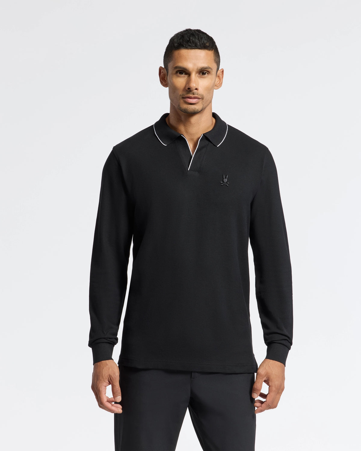 Mens creede pique johnny collar polo