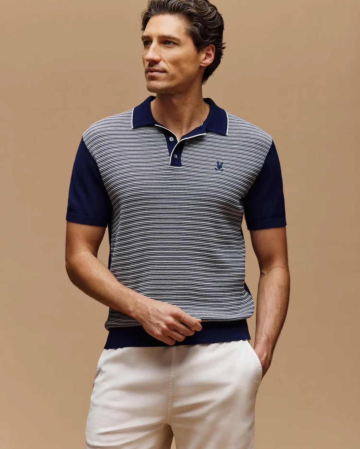 Mens kenny striped knit polo