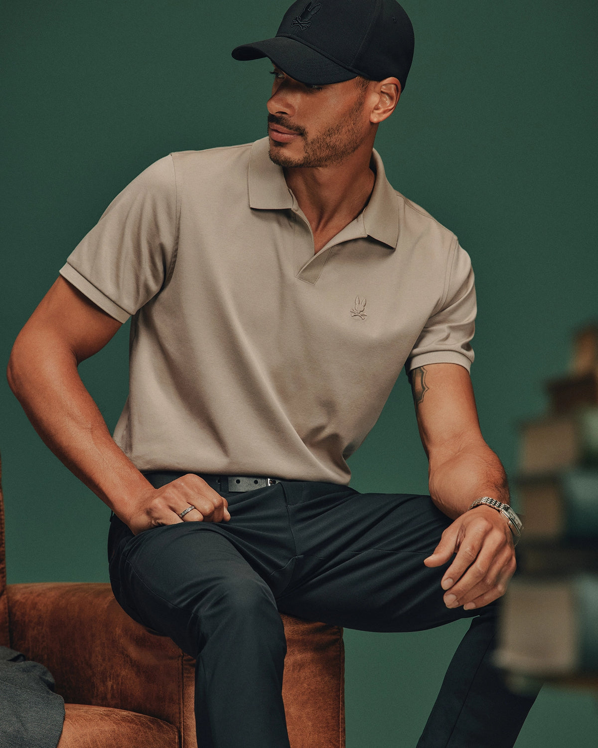Mens broadway pima interlock johnny collar polo