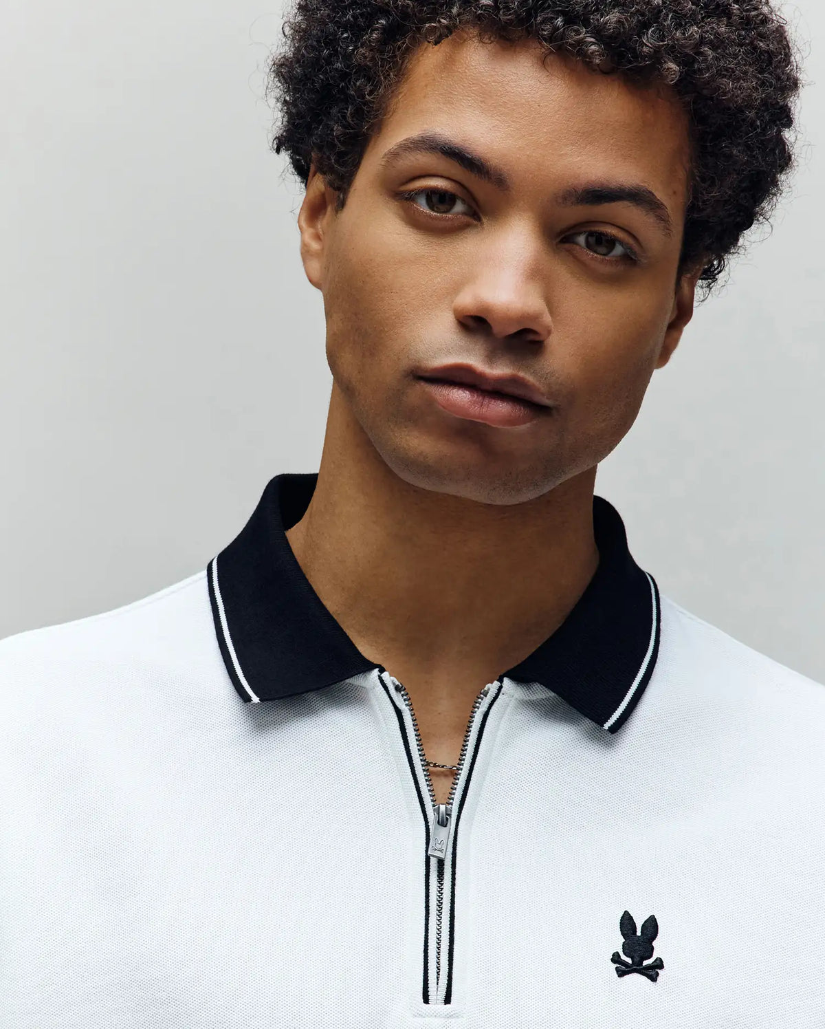 Mens dane zip pique polo