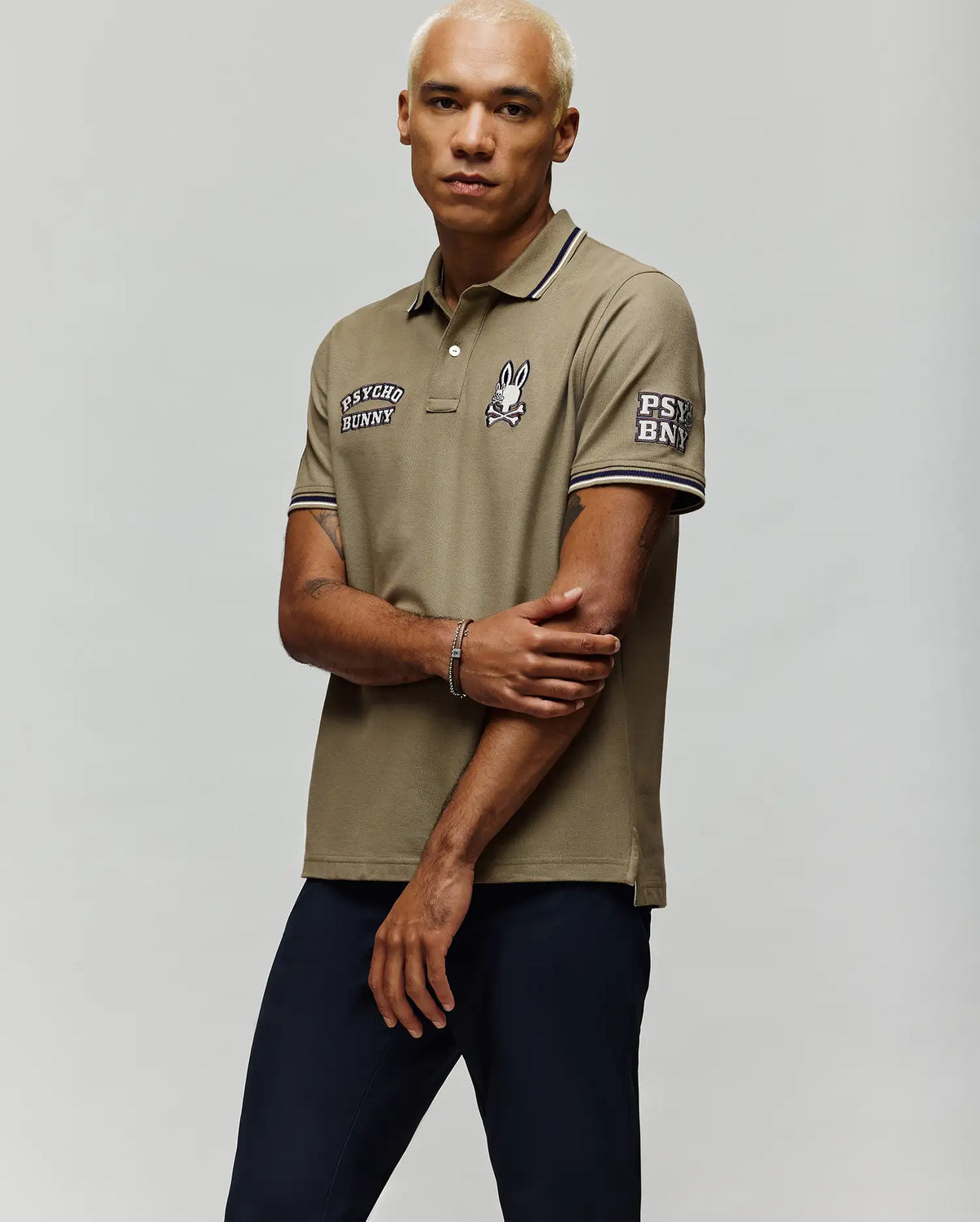 Mens wade patch pique polo shirt