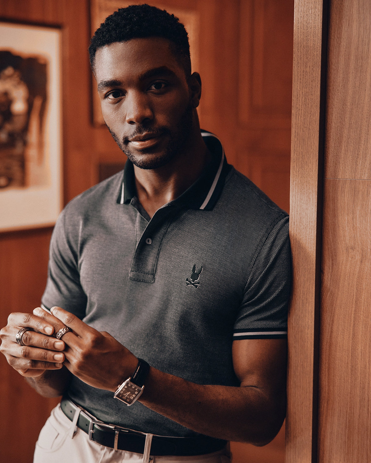 Mens warsaw jacquard pique polo