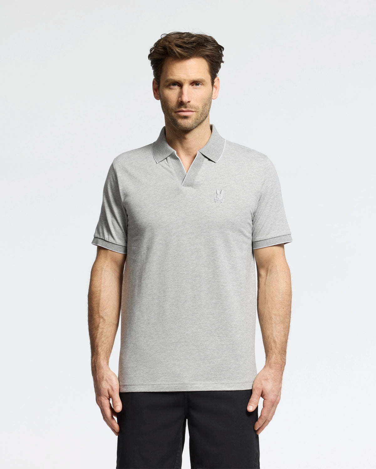Mens mackay jacquard johnny collar polo
