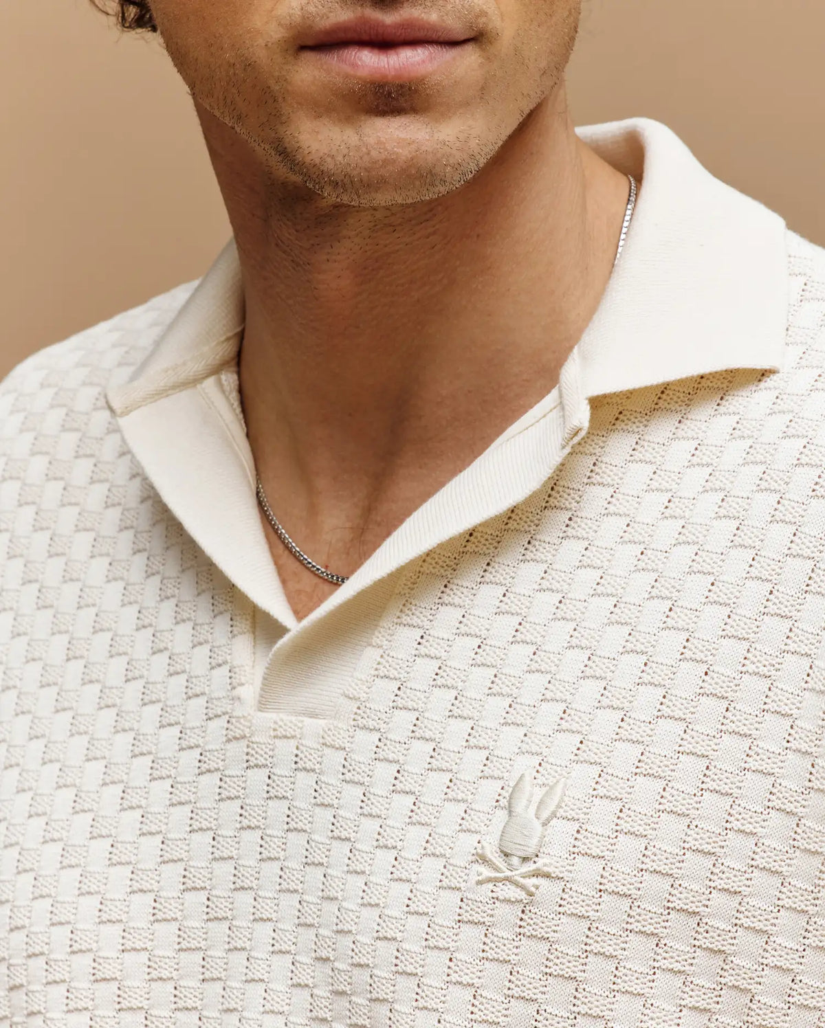 Mens kairo johnny collar crochet polo