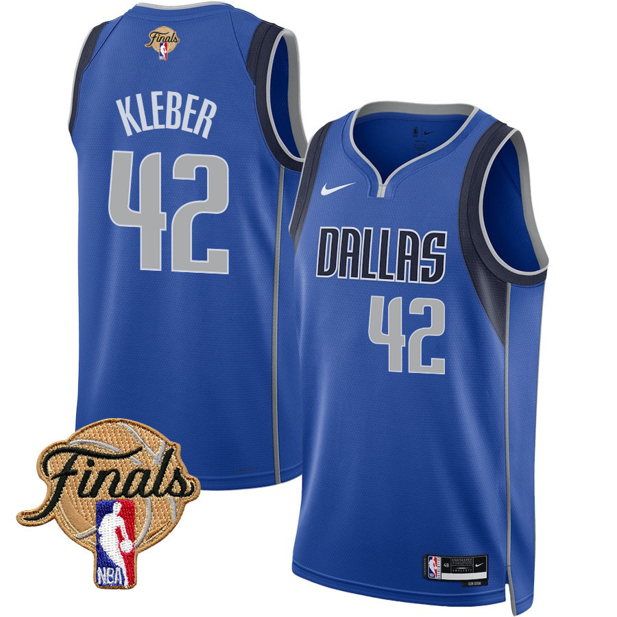 Maxi Kleber 42 Dallas Mavericks 2024 FINALS PATCH Swingman Icon Edition Blue NBA Jersey Men's