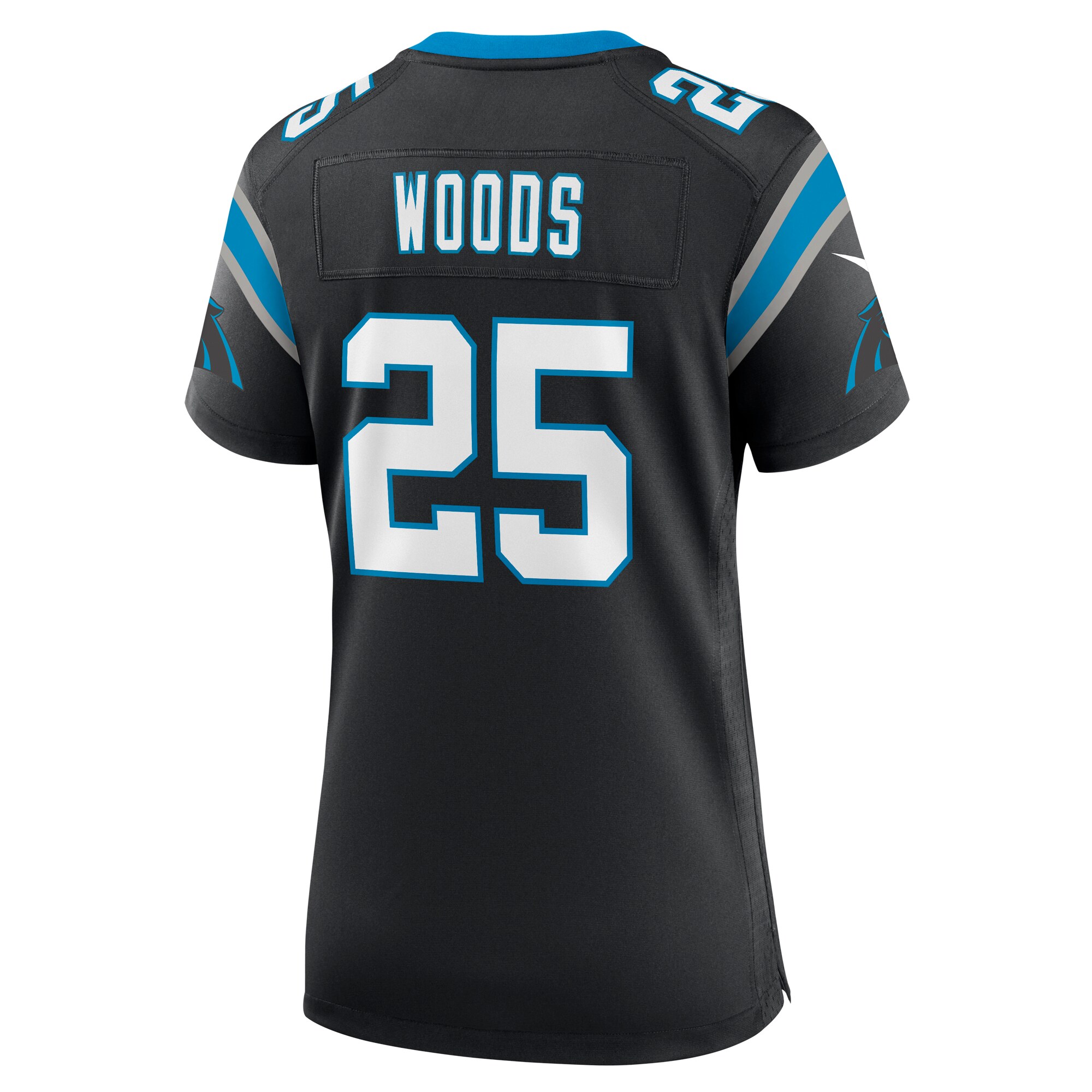Carolina Panthers Xavier Woods Black Team Game NFL Jersey Women's